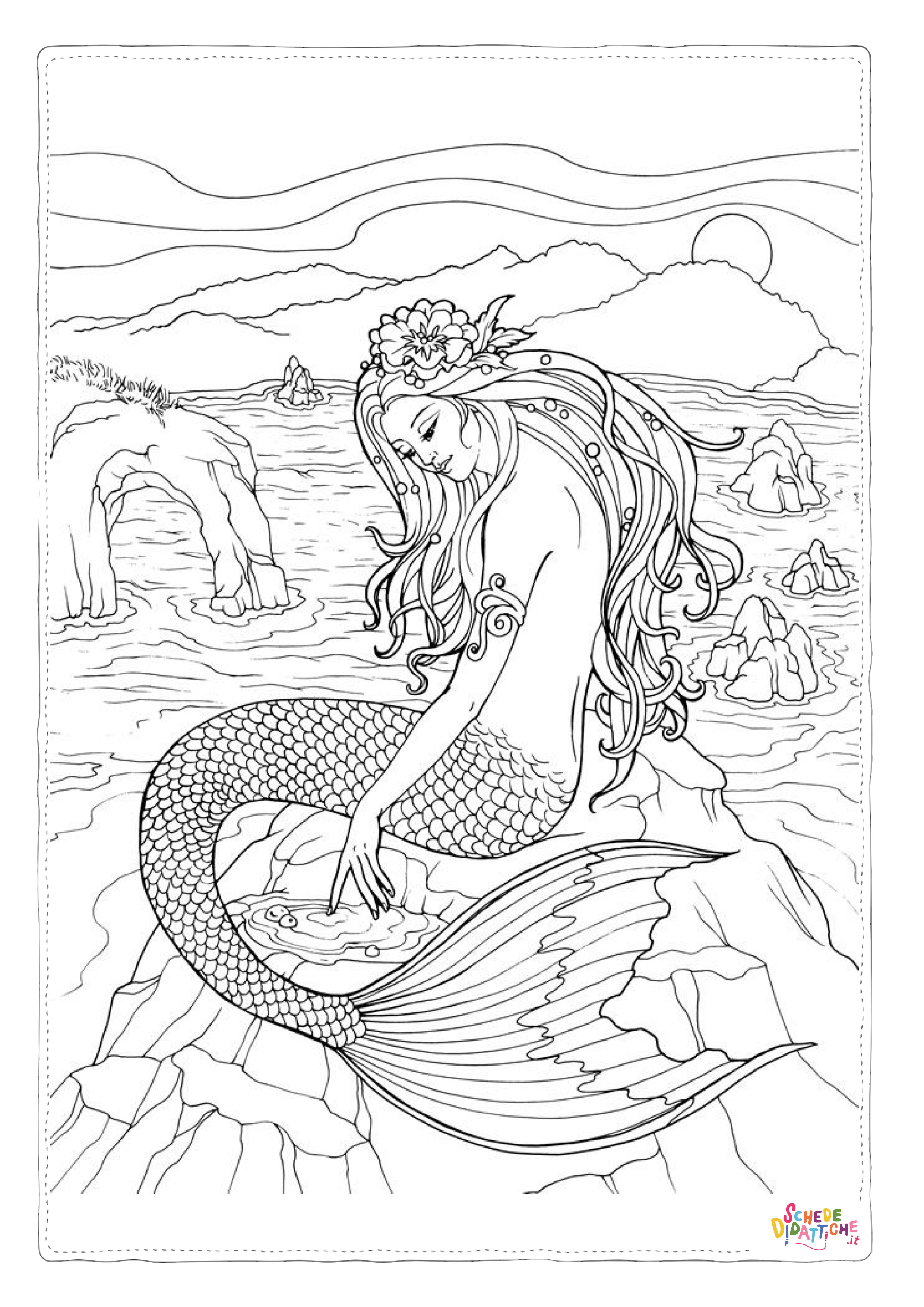 Disegno "Disegno di sirena da stampare e colorare 27" Disegno di sirena da stampare e colorare 27