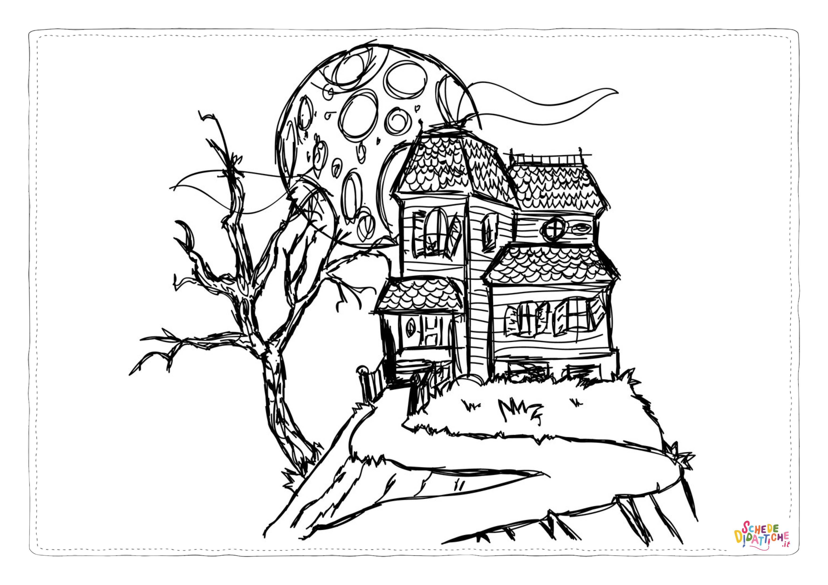 Disegno "Disegno di casa infestata da stampare e colorare" Disegno di casa infestata da stampare e colorare