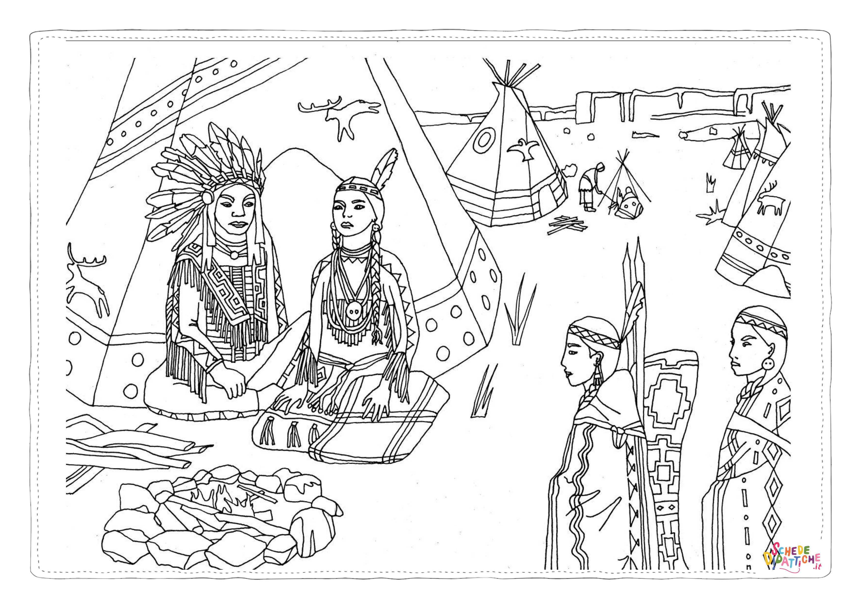 Disegno "Disegno di Indiani d'America da stampare e colorare 106" Disegno di Indiani d'America da stampare e colorare 106