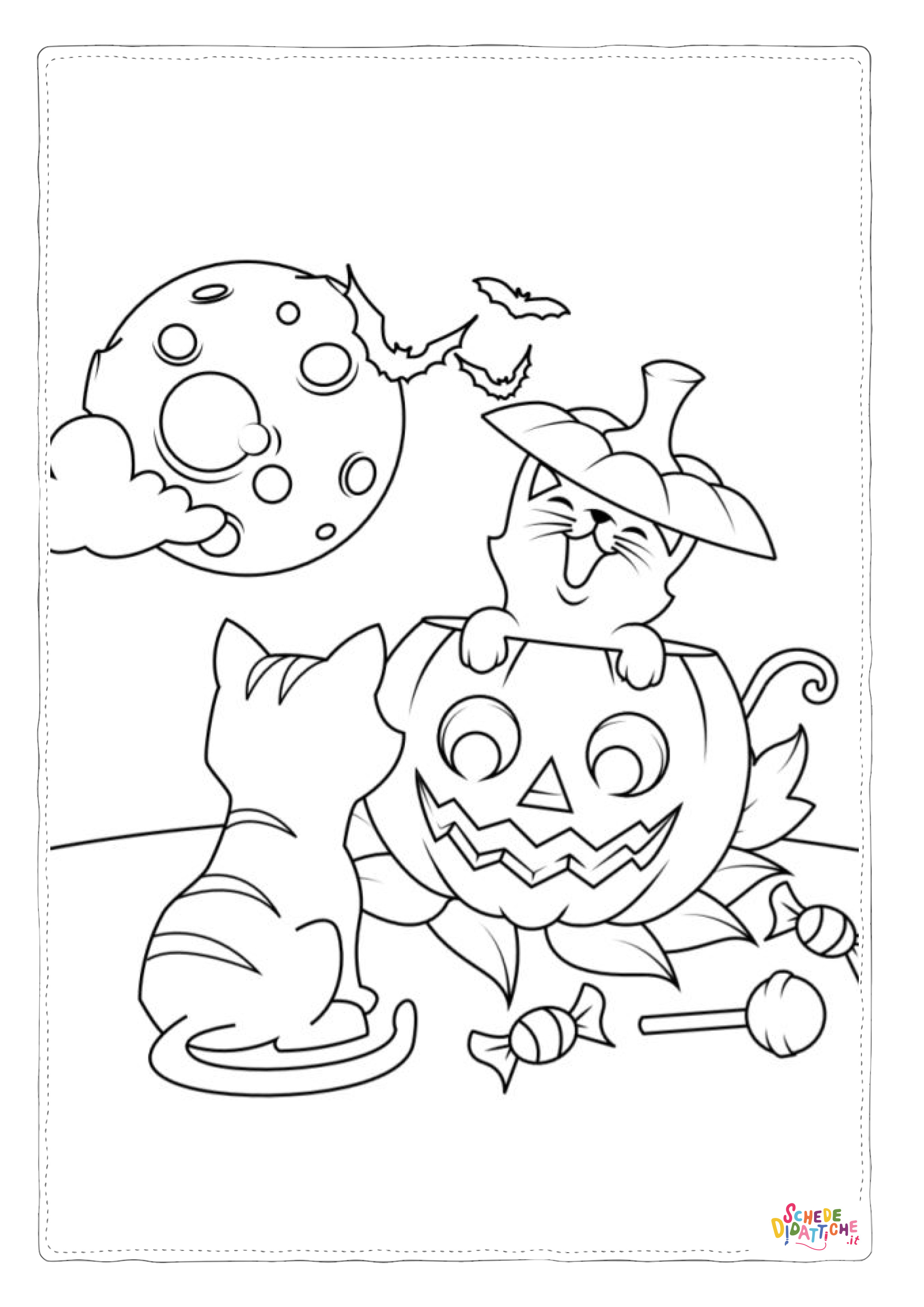 Disegno "Disegno di gatto di halloween da stampare e colorare 5" Disegno di gatto di halloween da stampare e colorare 5
