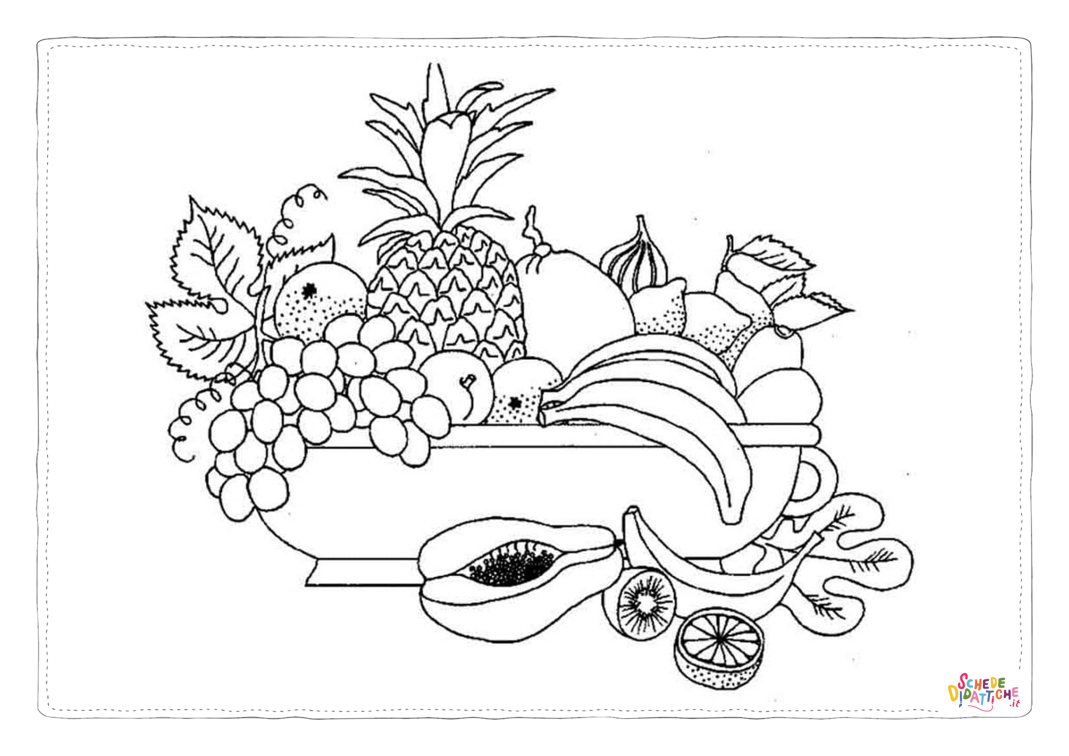 Disegno di cesto di frutta da stampare e colorare 36