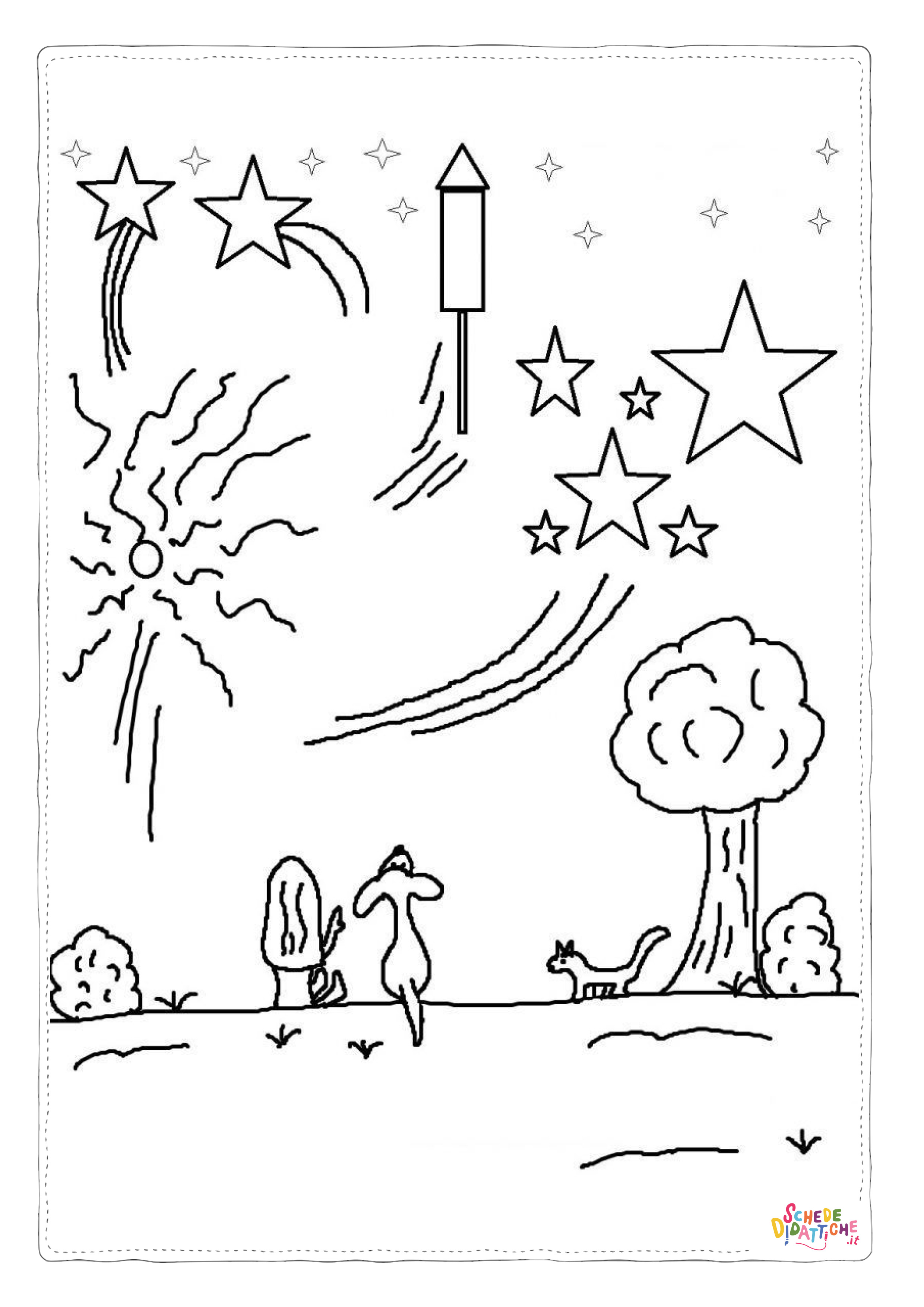 Disegno "Disegno di fuoco d'artificio da stampare e colorare 16" Disegno di fuoco d'artificio da stampare e colorare 16