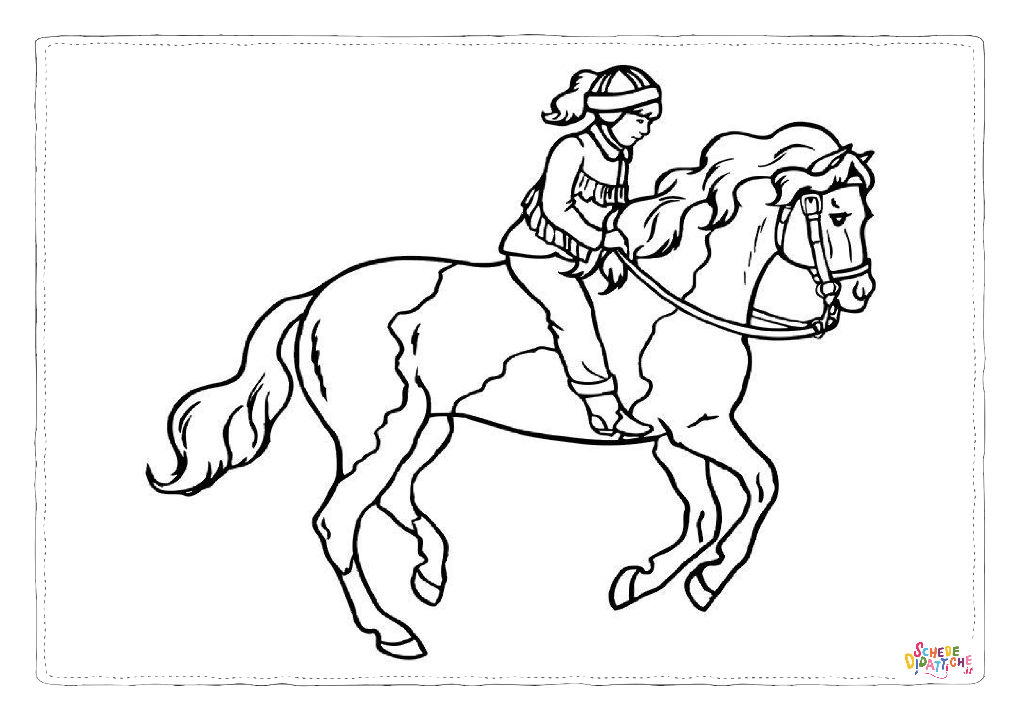 Disegno di equitazione da stampare e colorare 2