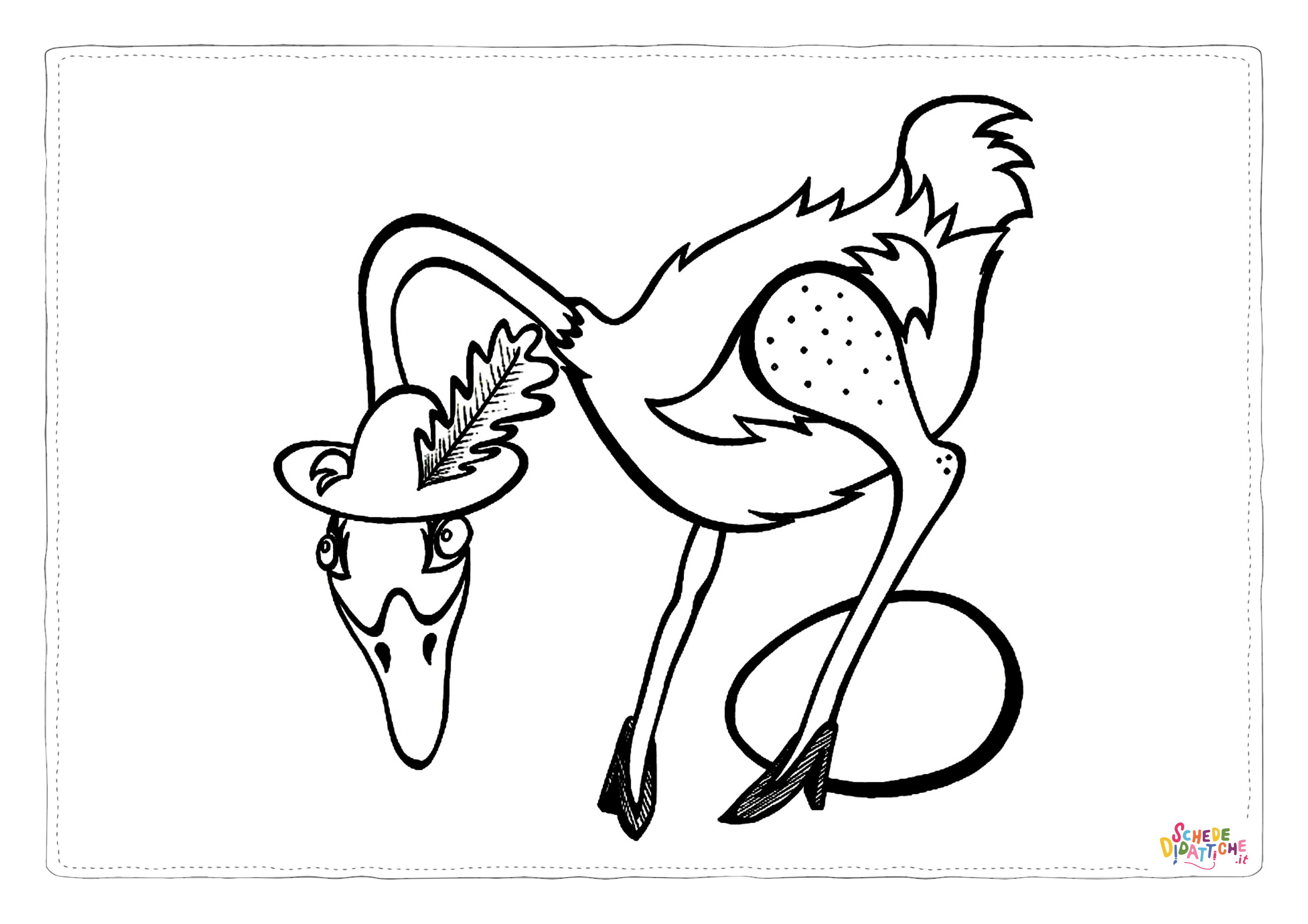 Disegno "Disegno di struzzo da stampare e colorare 7" Disegno di struzzo da stampare e colorare 7