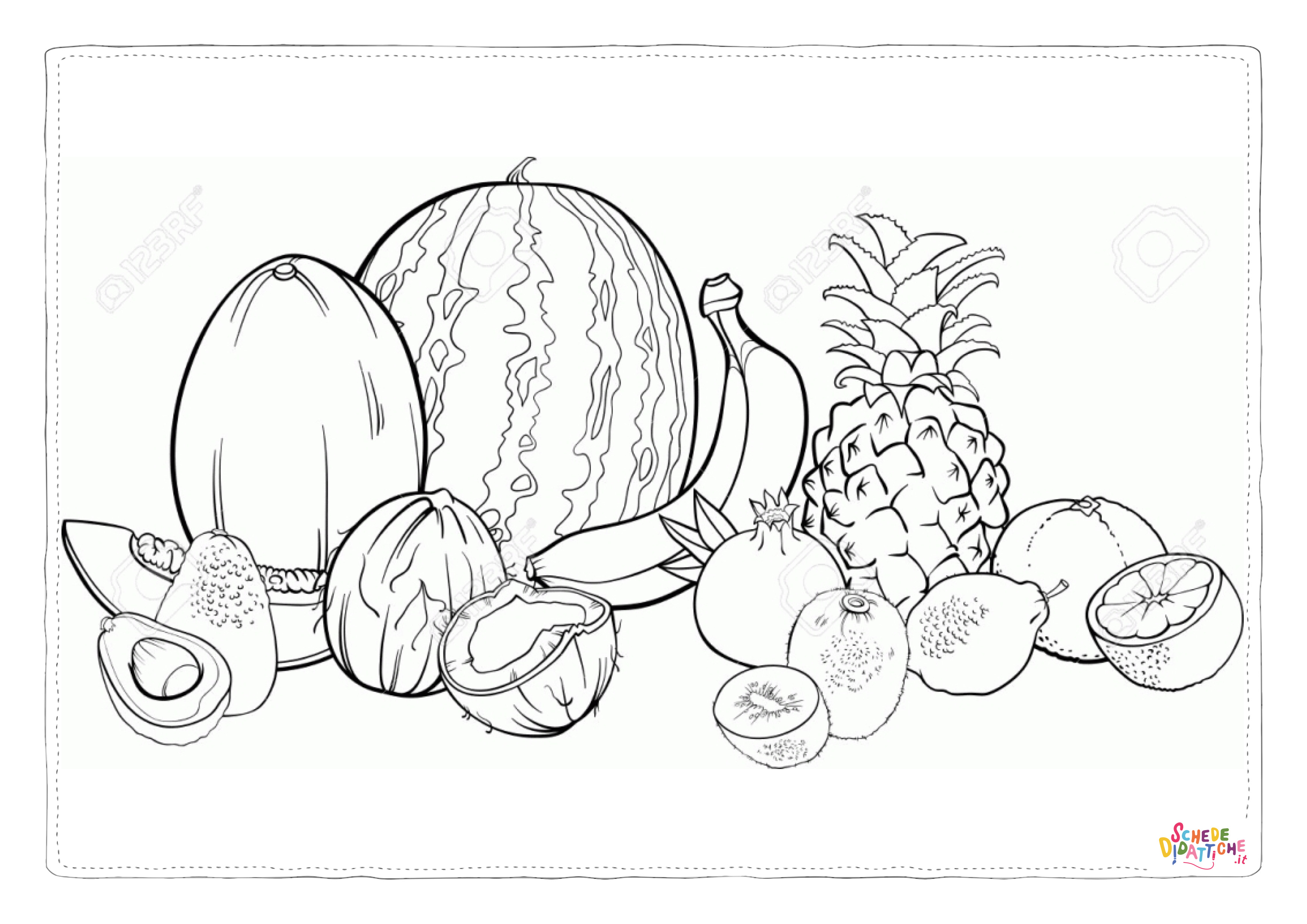 Disegno di cesto di frutta da stampare e colorare 26