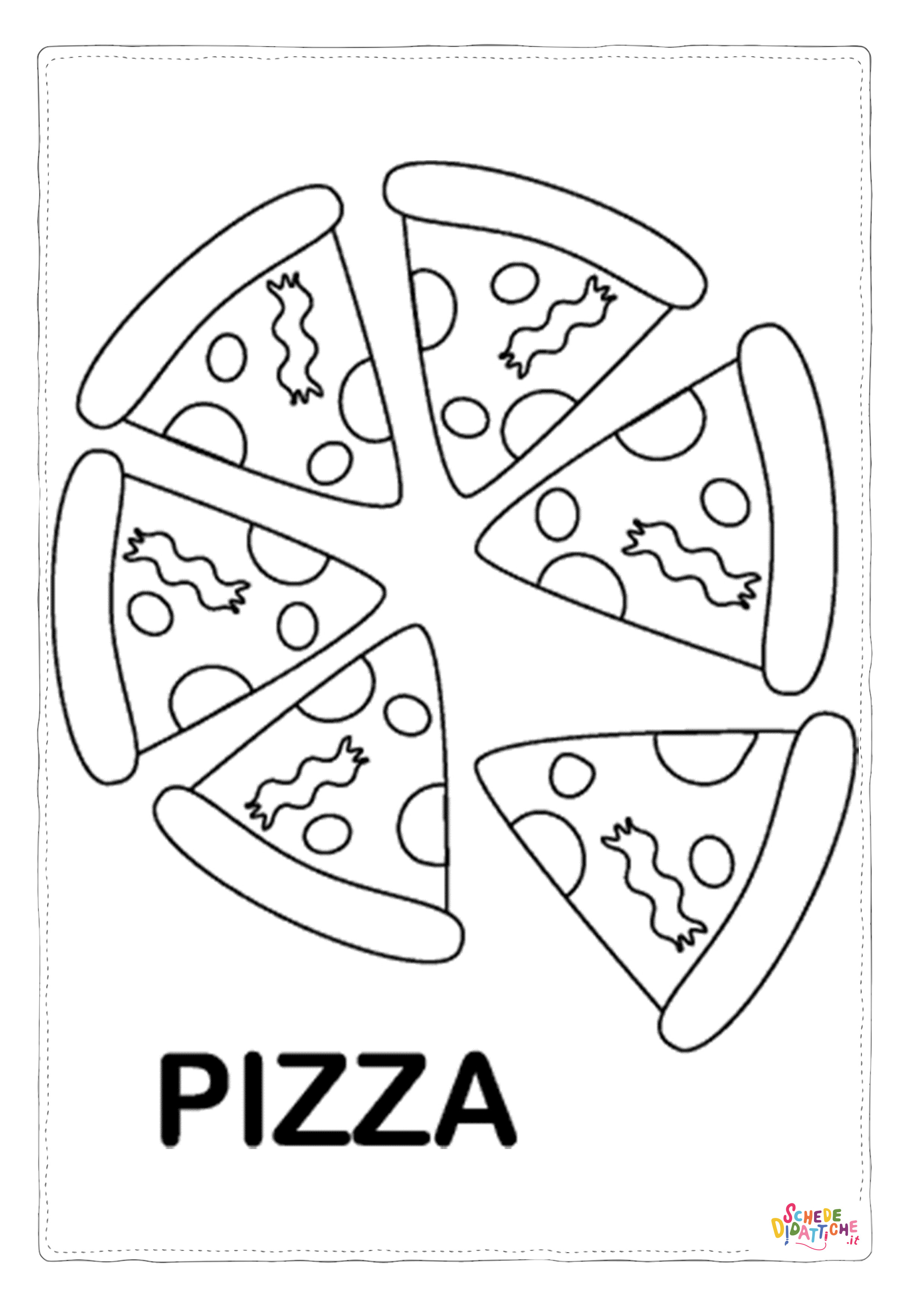 Disegno "Disegno di pizza da stampare e colorare 6" Disegno di pizza da stampare e colorare 6