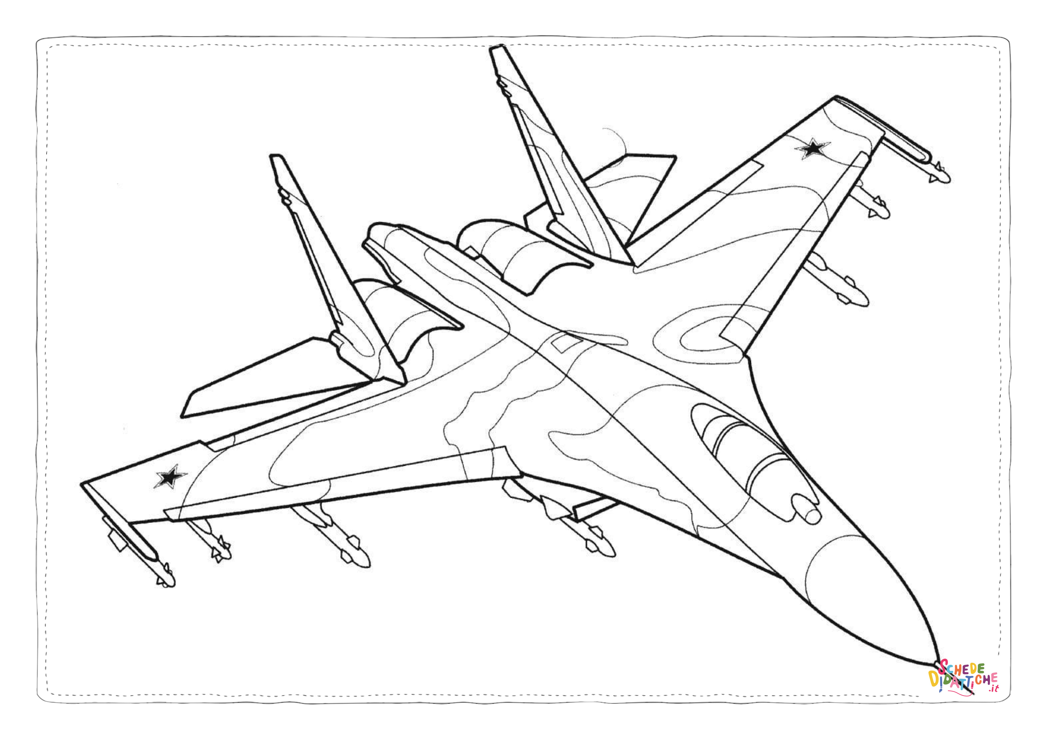 Disegno di aereo militare da stampare e colorare 100