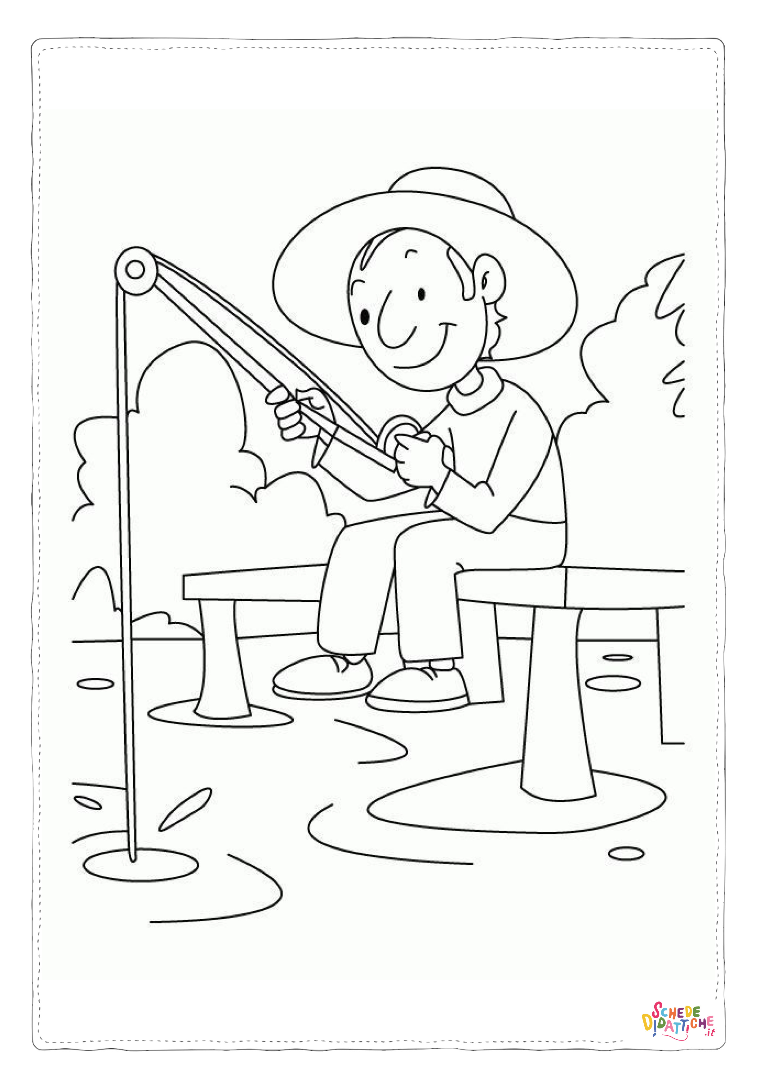 Disegno "Disegno di pesca da stampare e colorare 6" Disegno di pesca da stampare e colorare 6