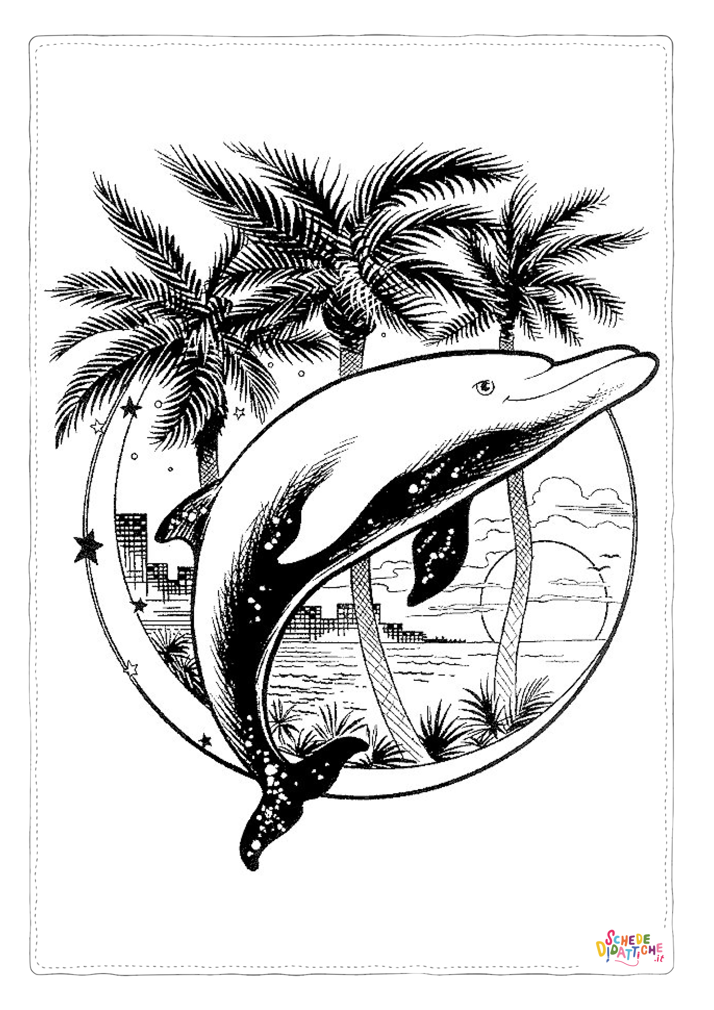 Disegno "Disegno di delfino da stampare e colorare 45" Disegno di delfino da stampare e colorare 45