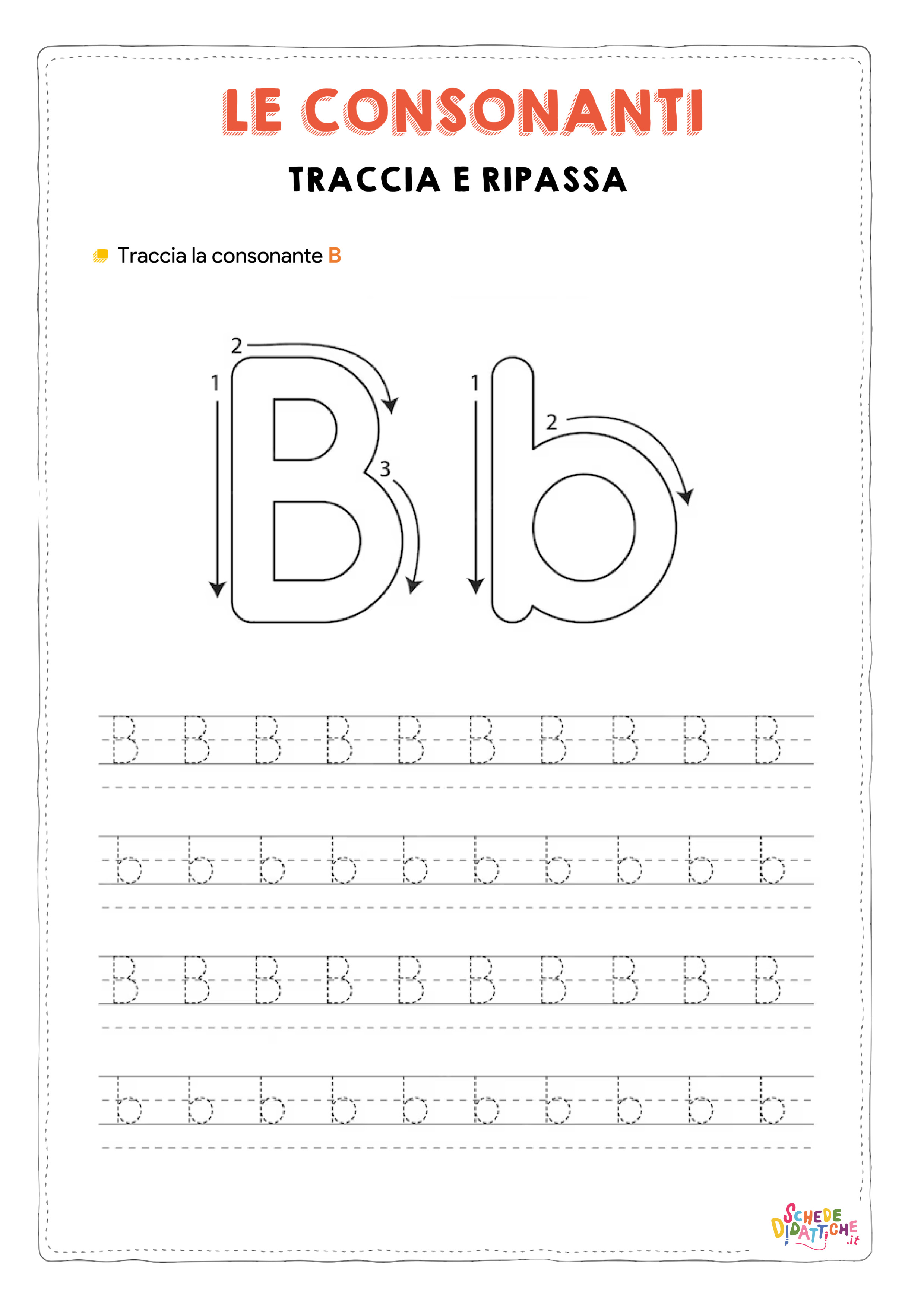 La Consonante B - Traccia E Ricalca - Schede Didattiche