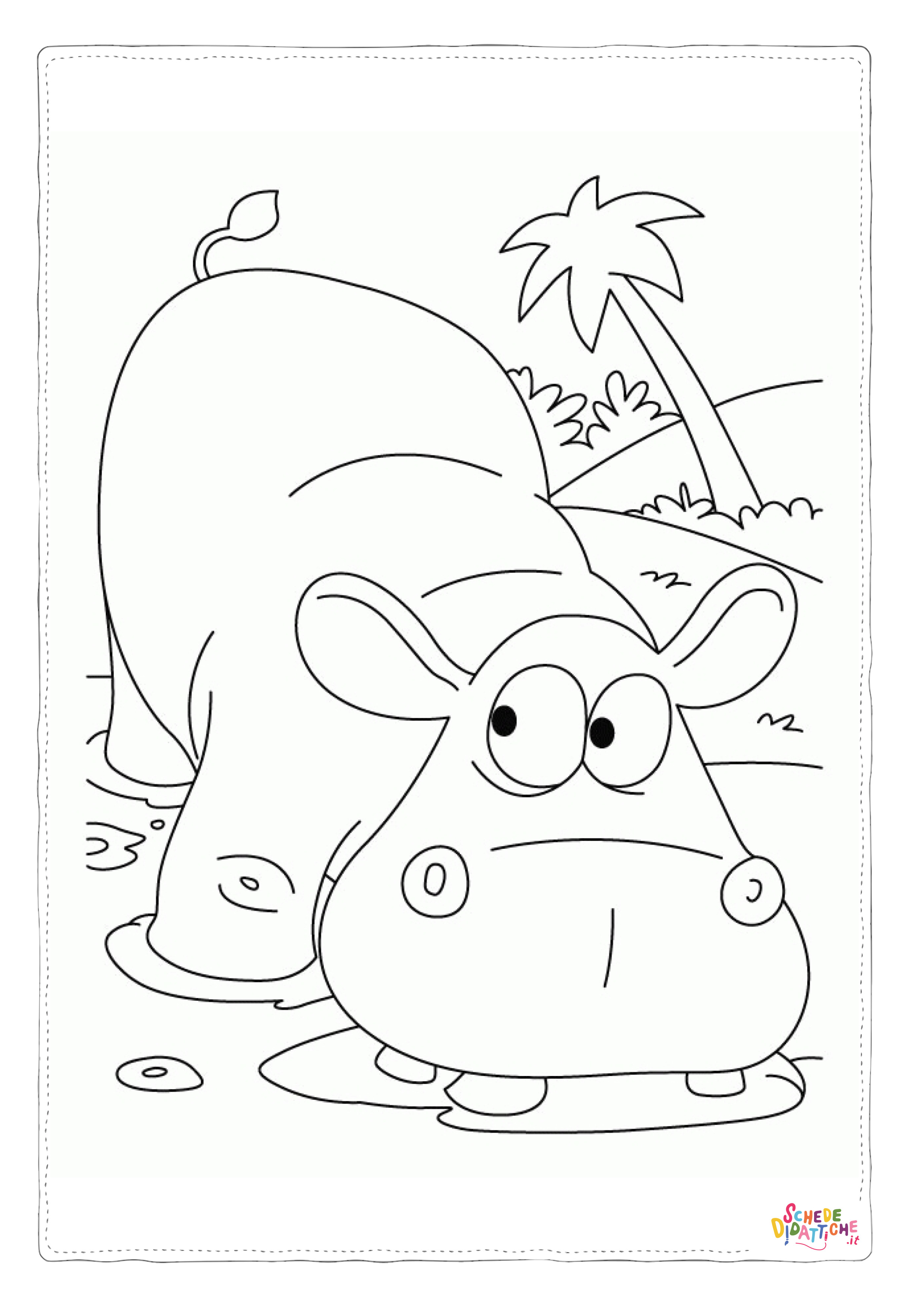 Disegno "Disegno di ippopotamo da stampare e colorare 21" Disegno di ippopotamo da stampare e colorare 21