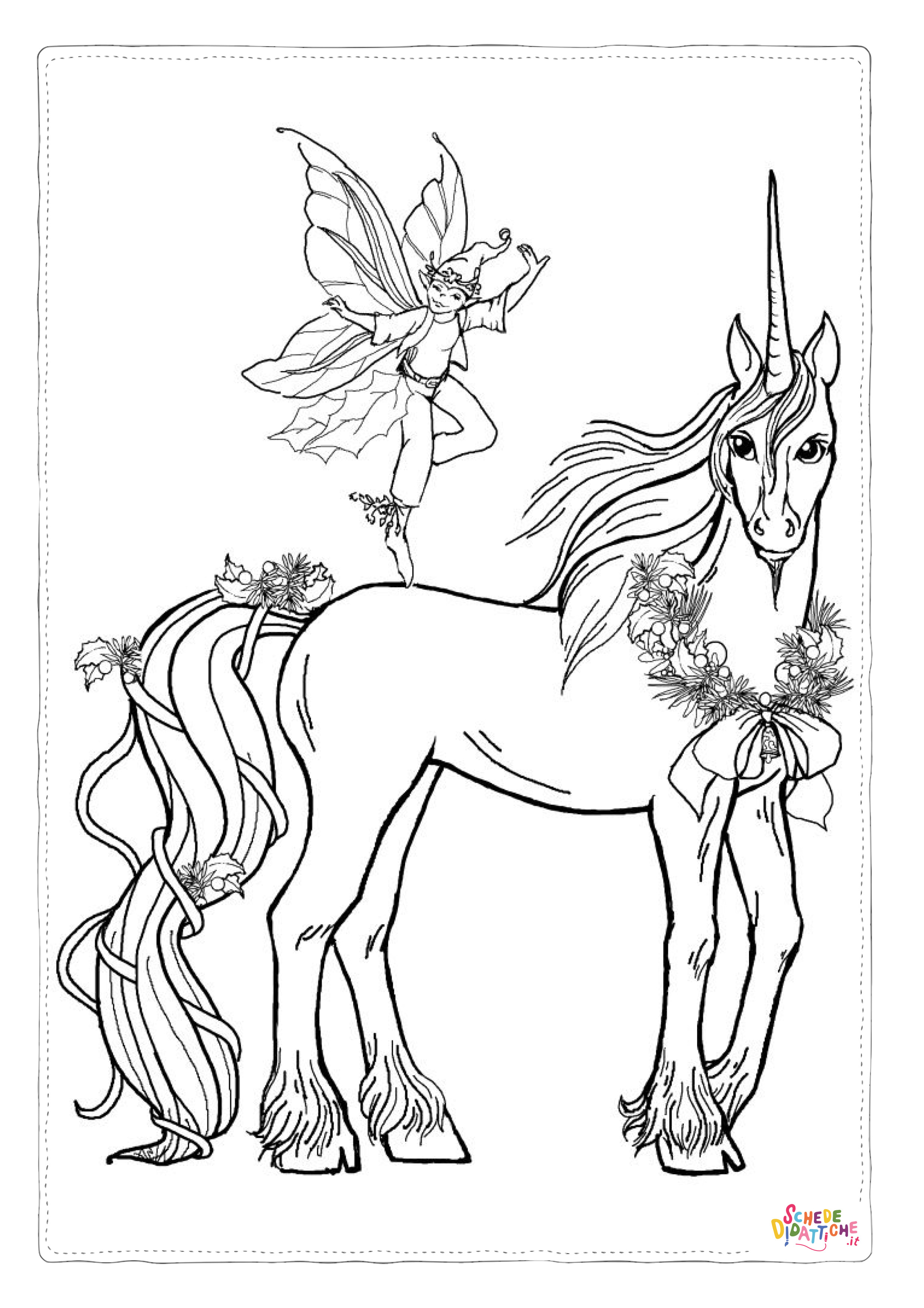 Disegno "Disegno di unicorno da stampare e colorare 5" Disegno di unicorno da stampare e colorare 5