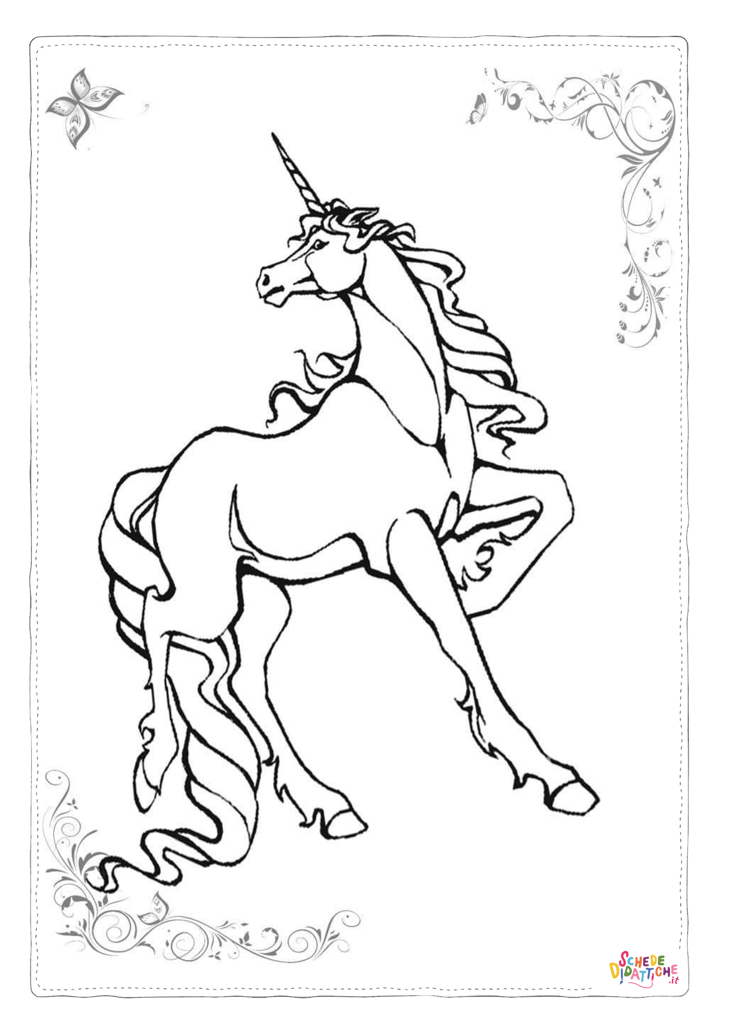 Disegno "Disegno di unicorno da stampare e colorare 57" Disegno di unicorno da stampare e colorare 57