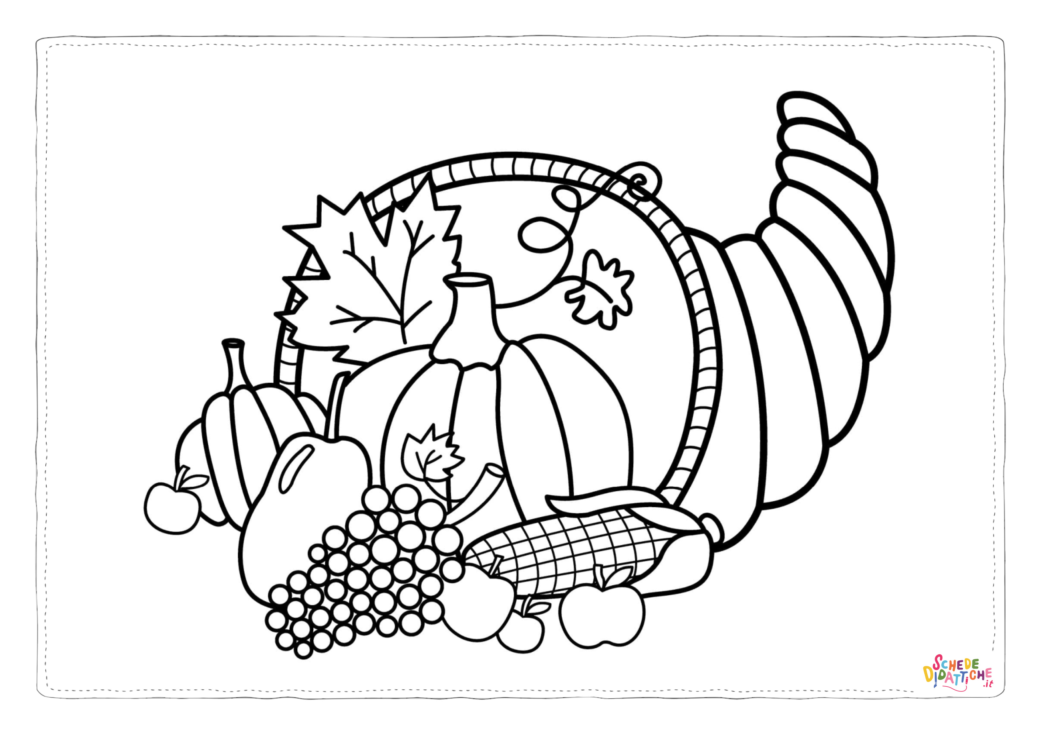 Disegno di cesto di frutta da stampare e colorare 34