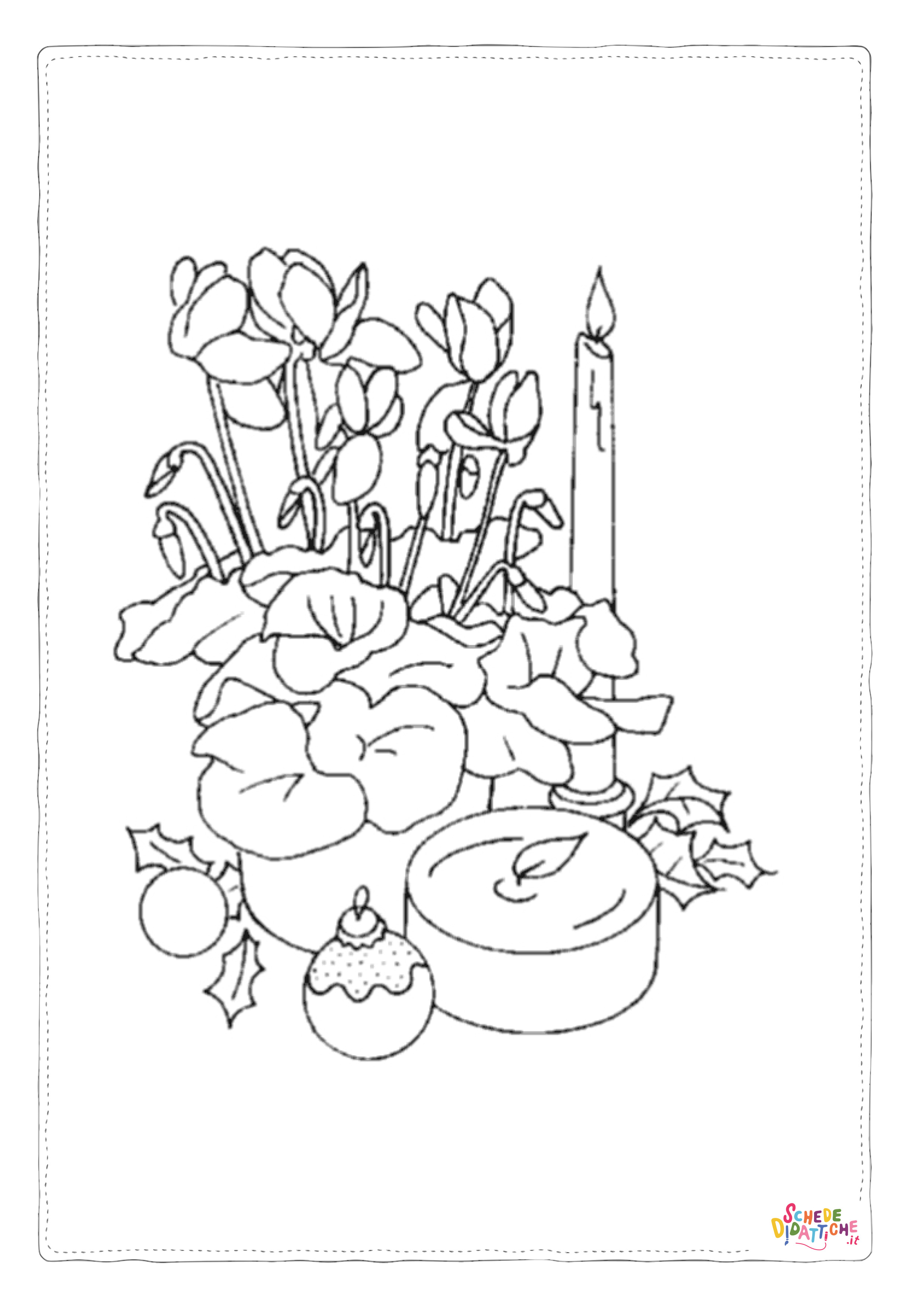 Disegno di candela natalizia da stampare e colorare 4