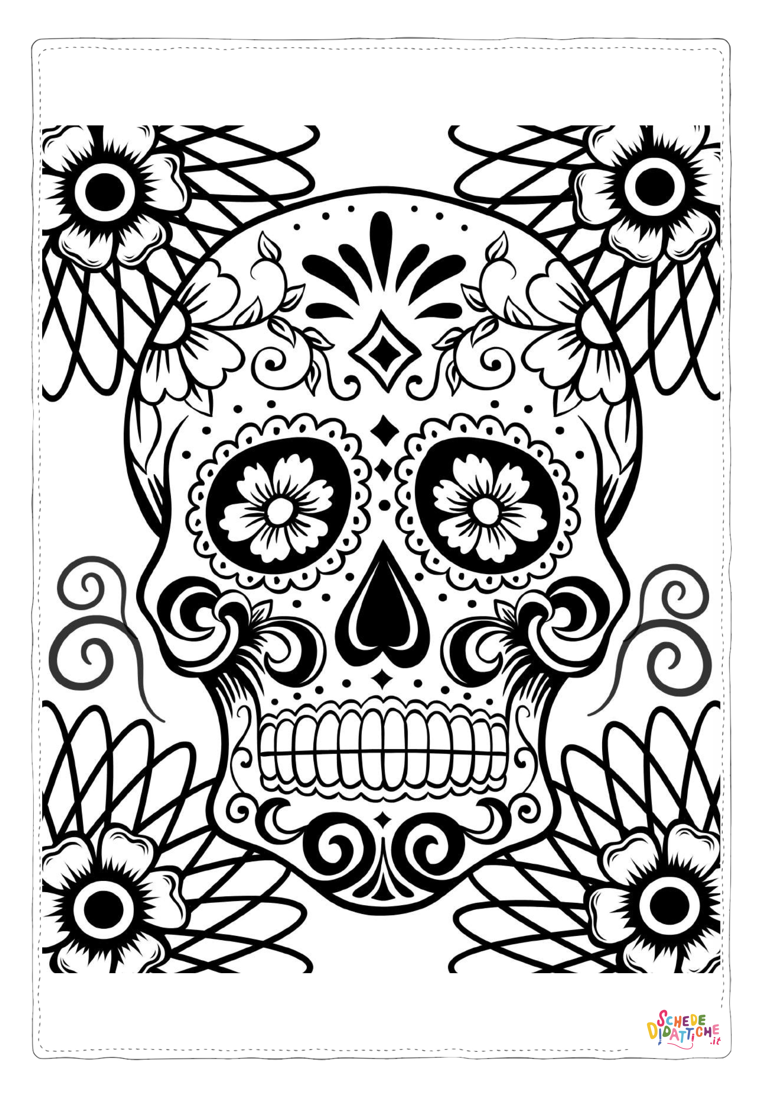 Disegno "Disegno di teschio e scheletro da stampare e colorare 59" Disegno di teschio e scheletro da stampare e colorare 59