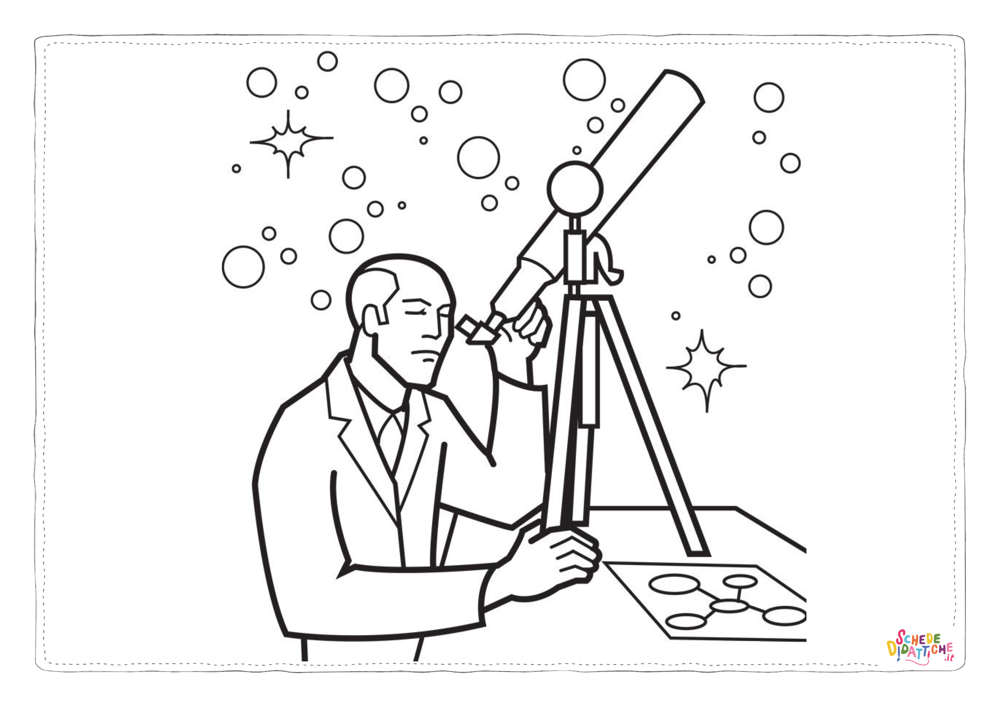 Disegno "Disegno di scienziato da stampare e colorare 18" Disegno di scienziato da stampare e colorare 18