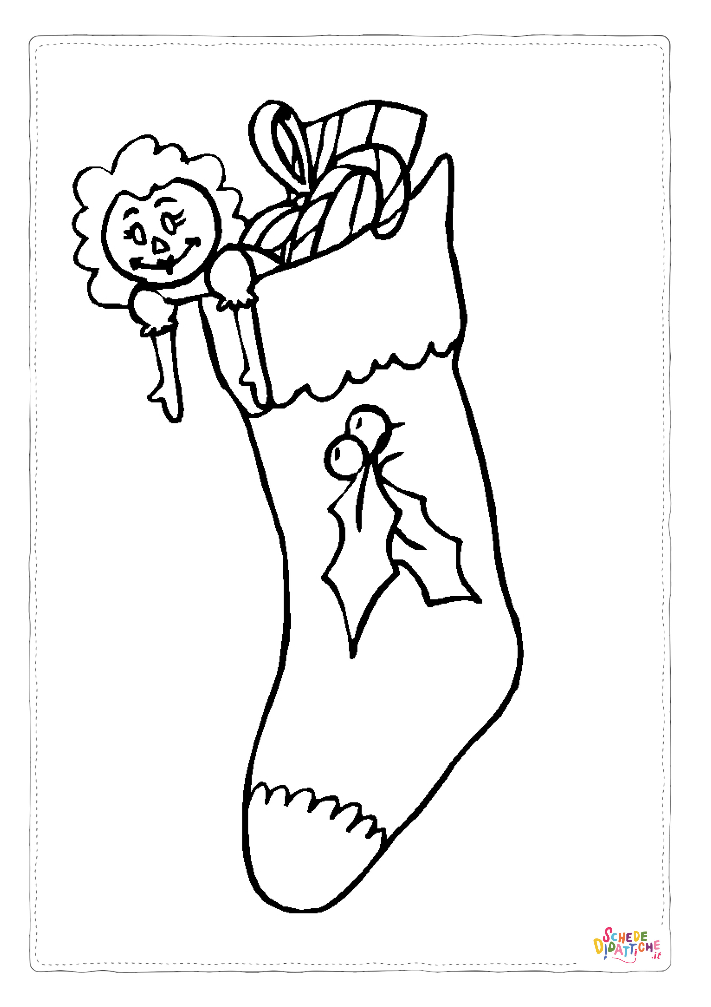 Disegno di calza di Natale da stampare e colorare 12