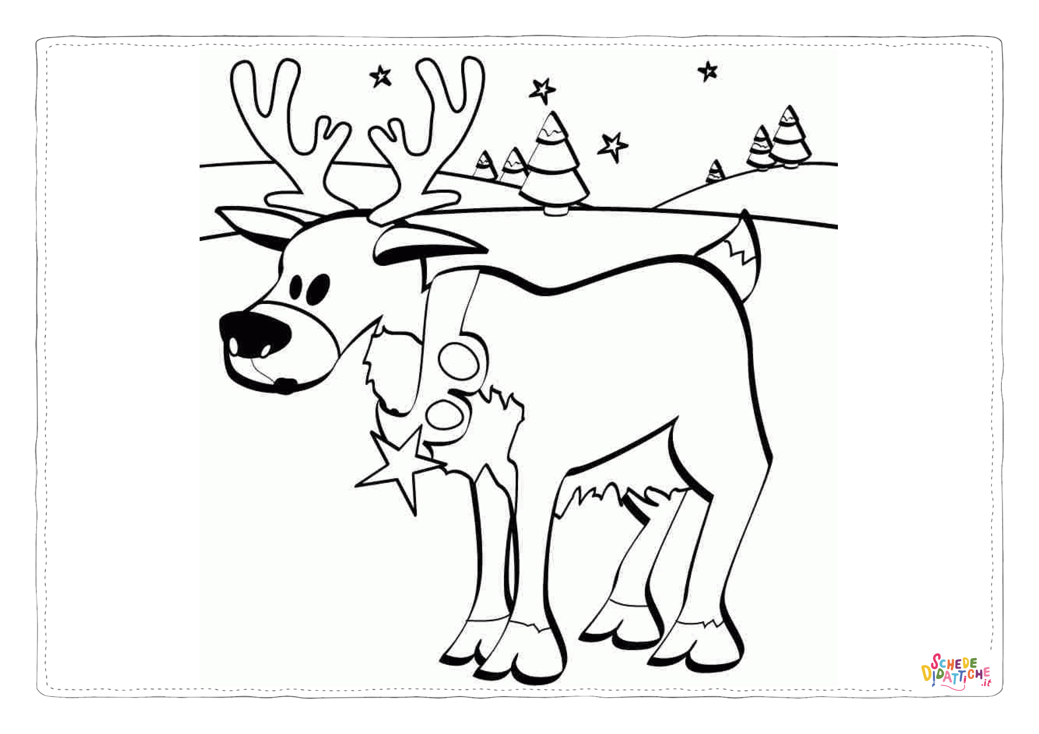 Disegno "Disegno di renna di Natale da stampare e colorare 33" Disegno di renna di Natale da stampare e colorare 33