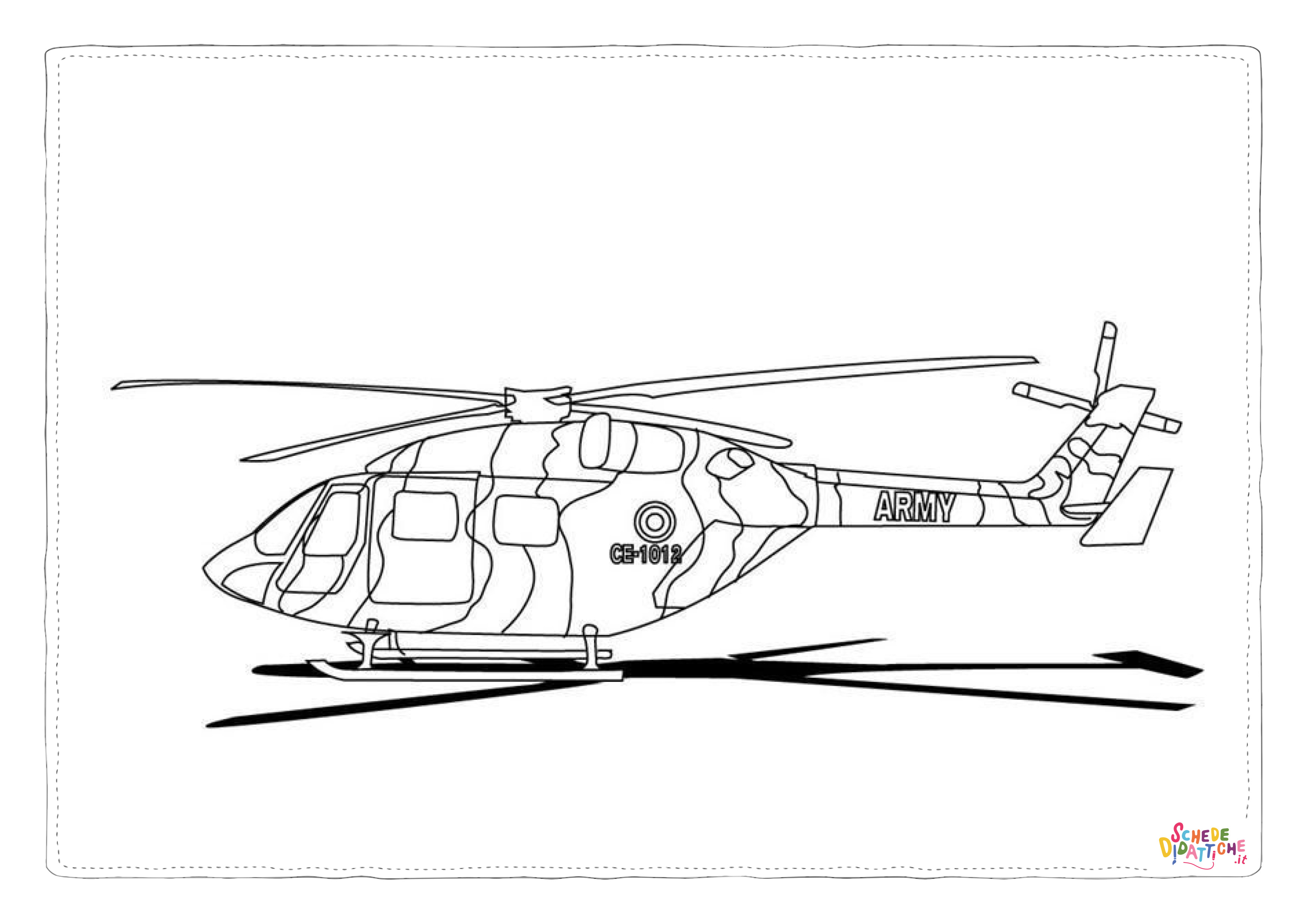 Disegno di elicottero militare da stampare e colorare 5