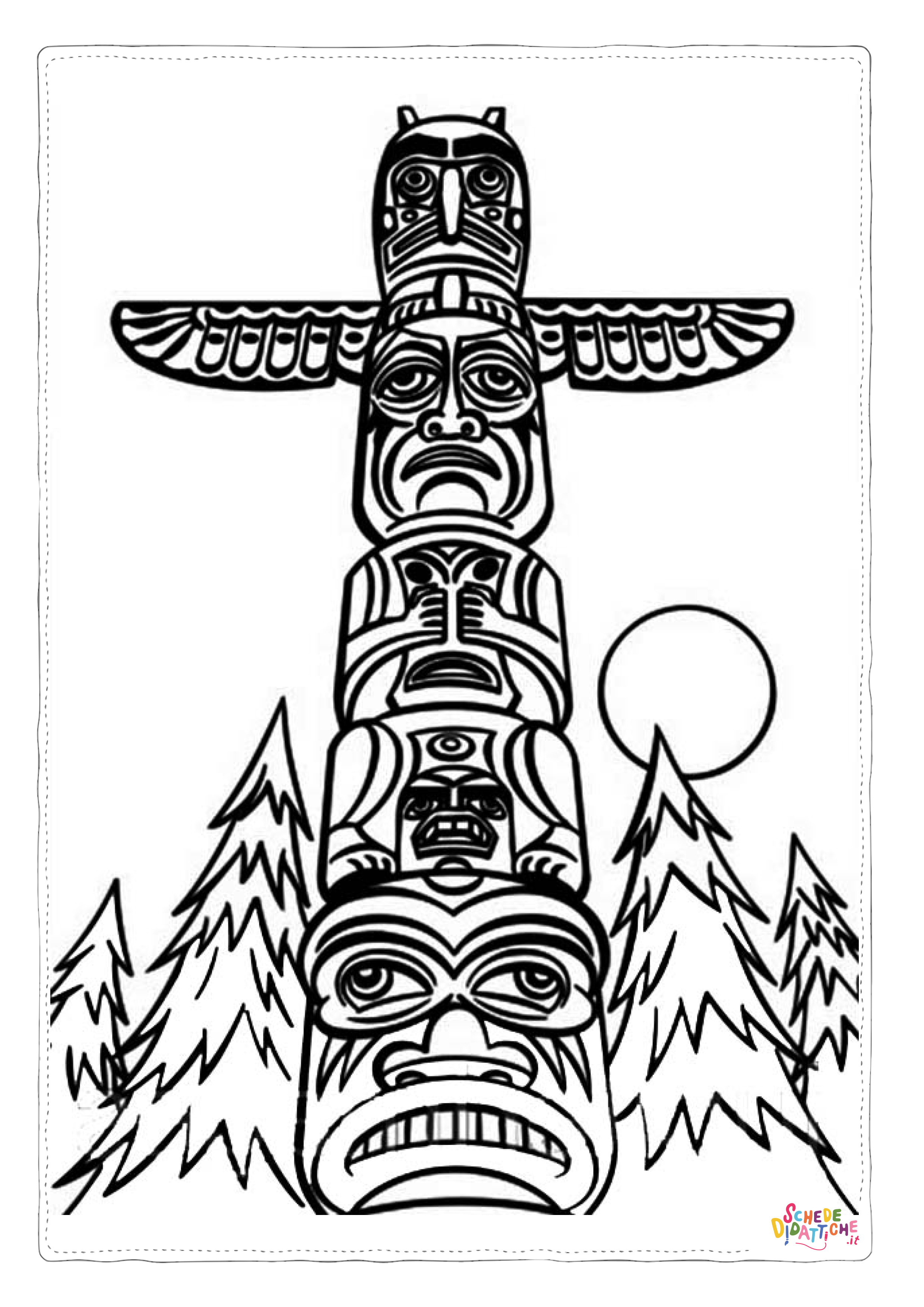 Disegno "Disegno di totem indiano da stampare e colorare 7" Disegno di totem indiano da stampare e colorare 7