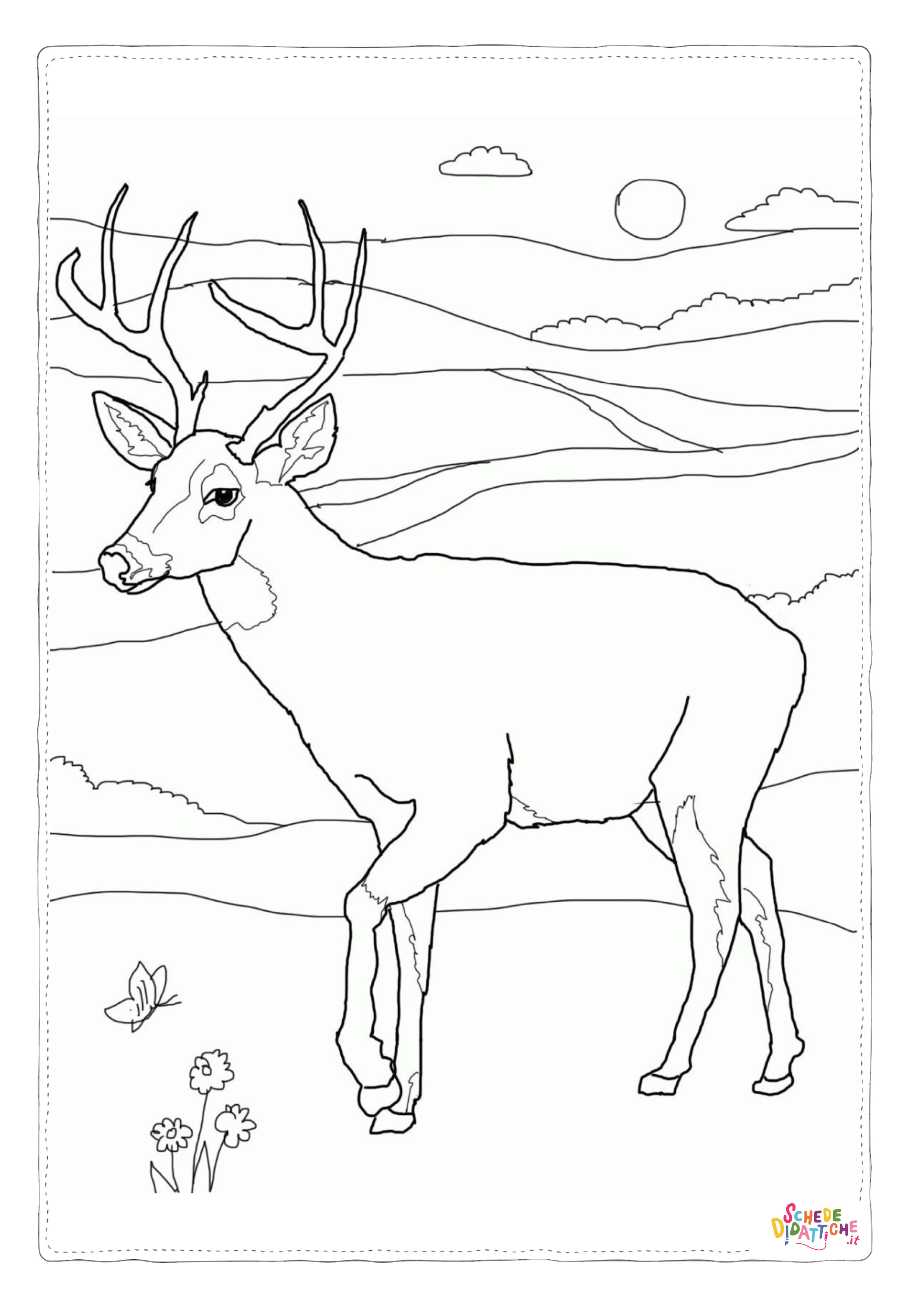 Disegno "Disegno di cervo da stampare e colorare 38" Disegno di cervo da stampare e colorare 38
