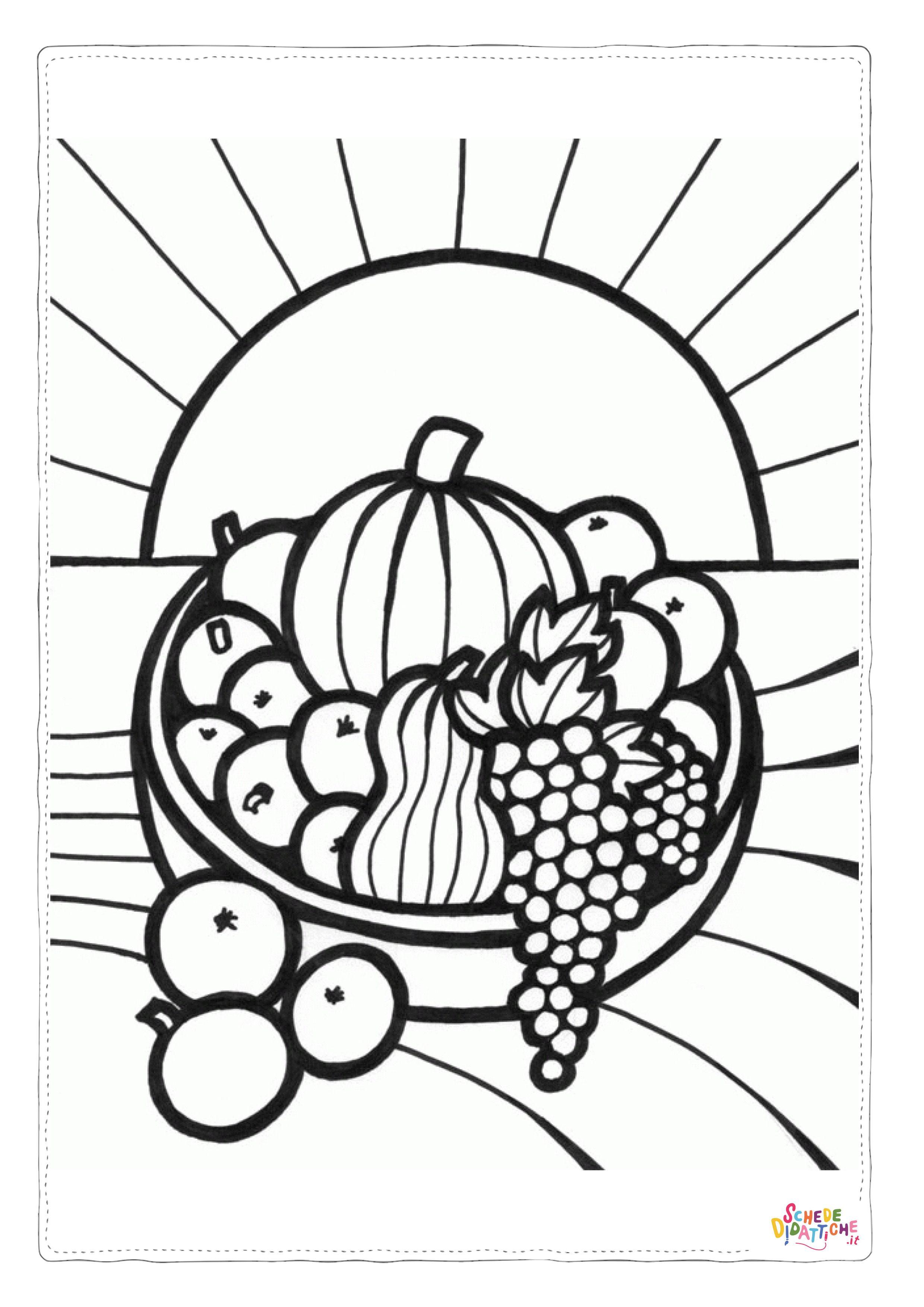 Disegno di cesto di frutta da stampare e colorare 4