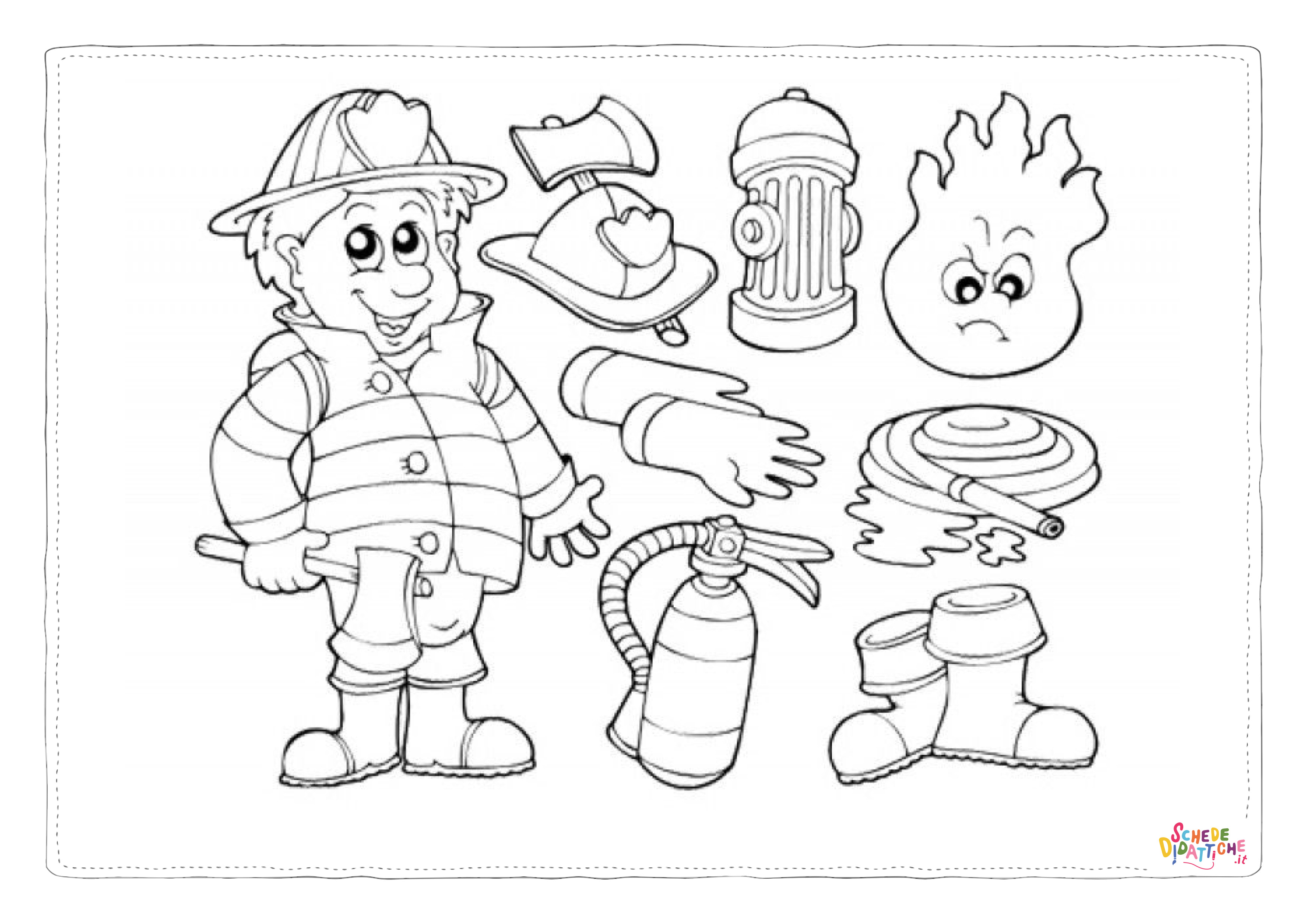 Disegno "Disegno di pompiere da stampare e colorare 12" Disegno di pompiere da stampare e colorare 12