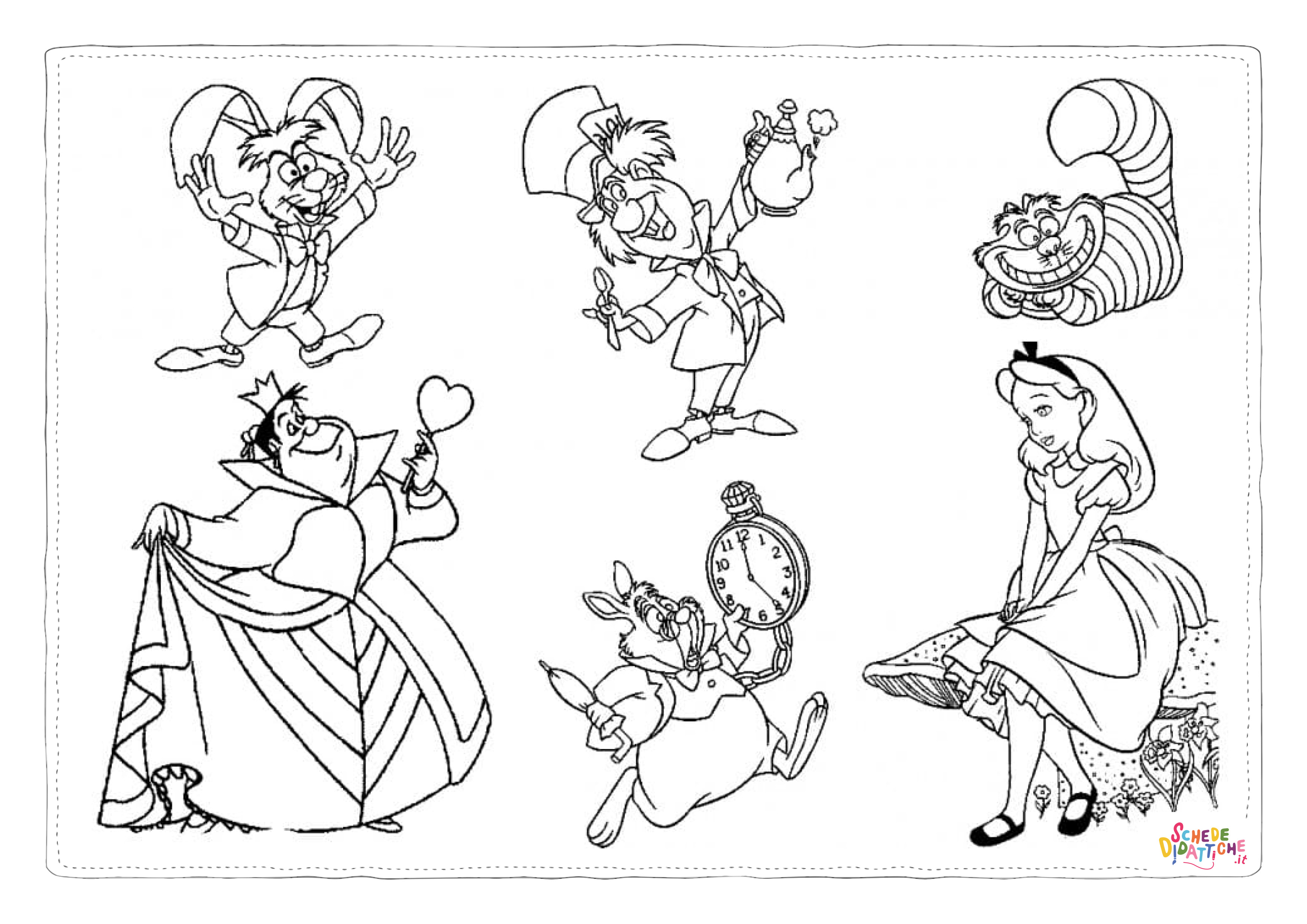 Disegno di Alice nel paese delle meraviglie da stampare e colorare 41
