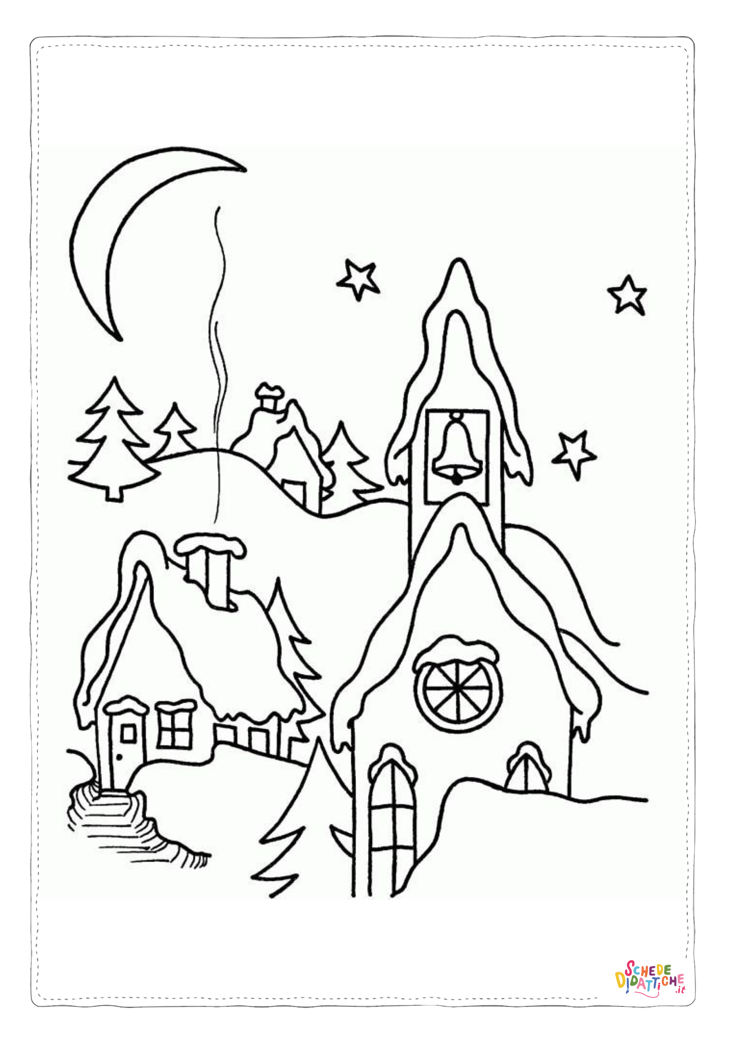 Disegno di paesaggio natalizio da stampare e colorare 6