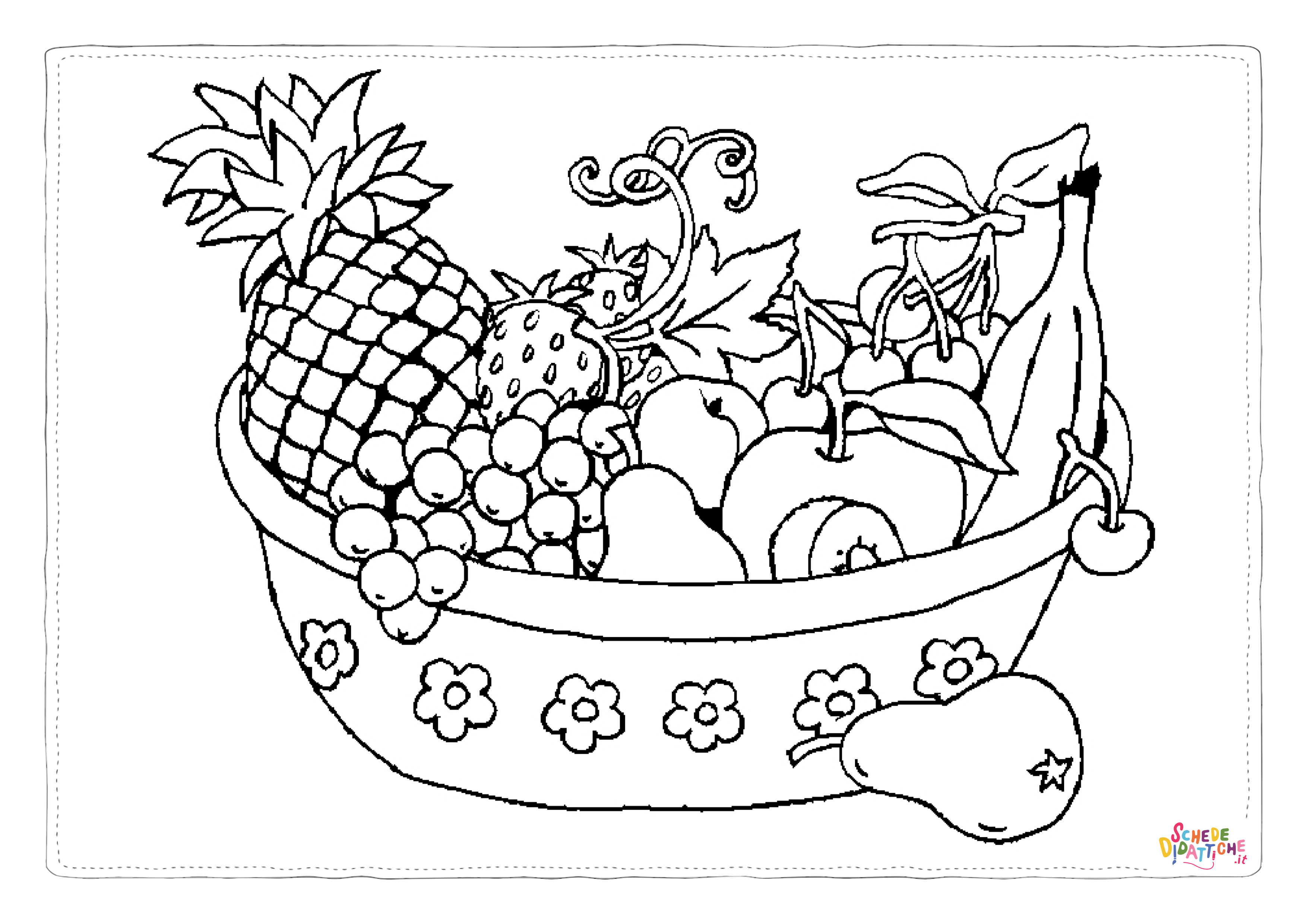 Disegno "Disegno di cesto di frutta da stampare e colorare 8" Disegno di cesto di frutta da stampare e colorare 8