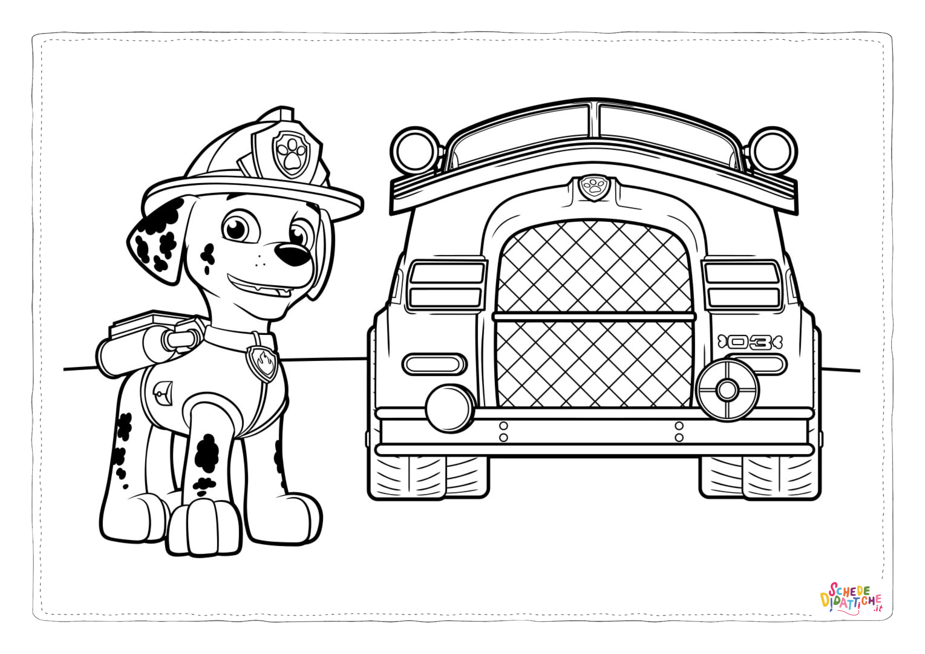 Disegno "Disegno di Paw Patrol - Cane pompiere da stampare e colorare 26" Disegno di Paw Patrol - Cane pompiere da stampare e colorare 26