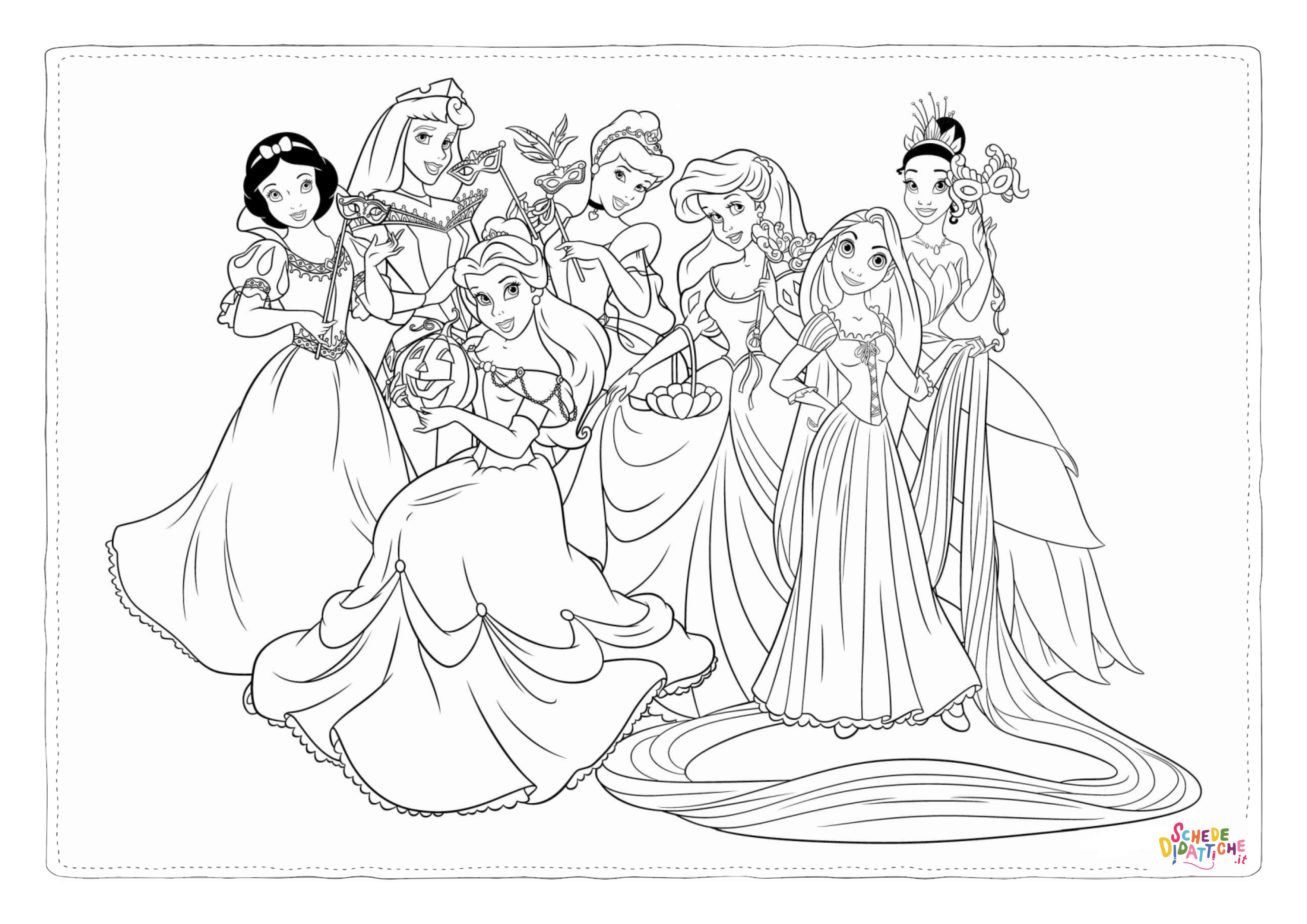 Disegno di Tutte le principesse Disney da stampare e colorare 44