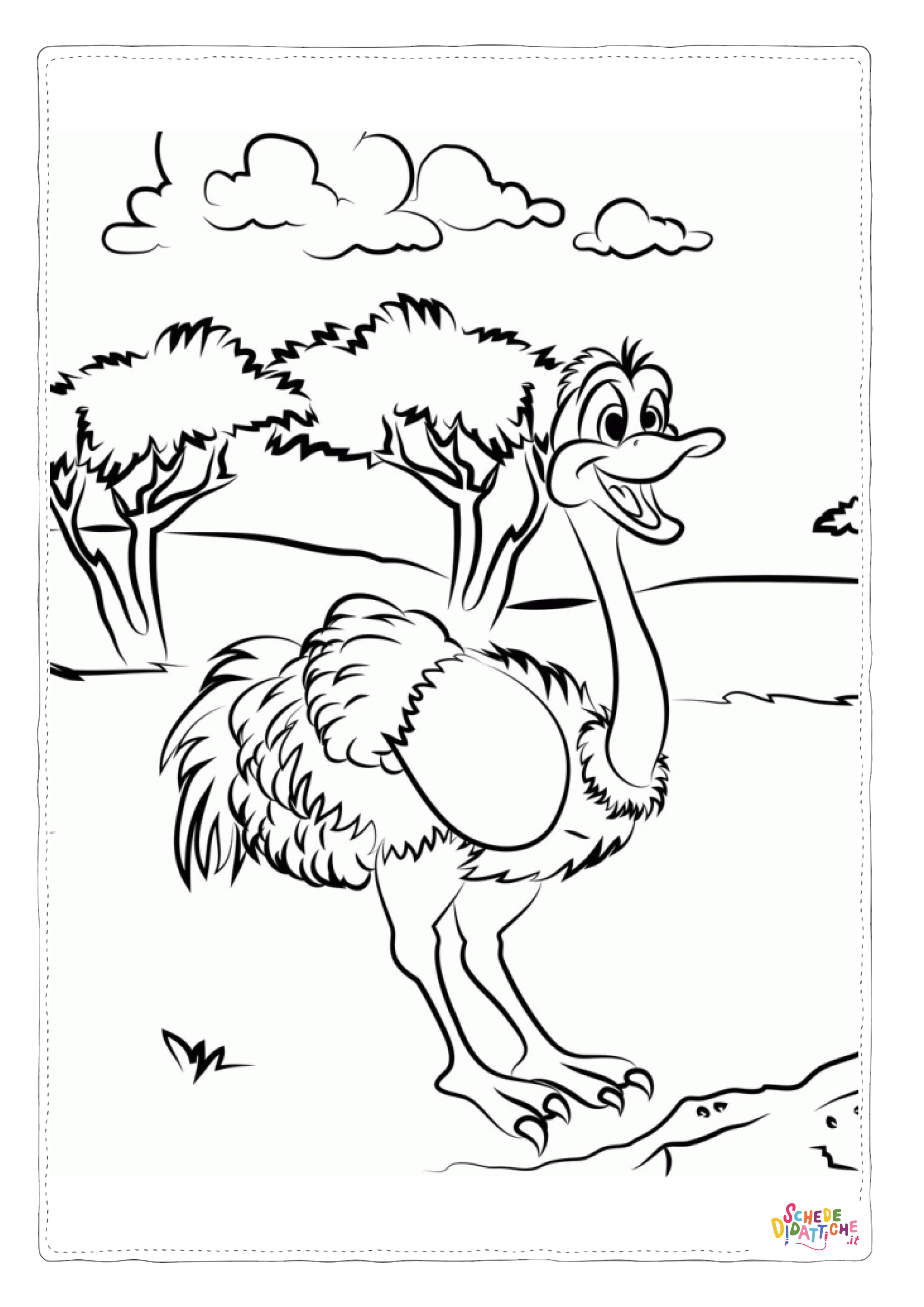 Disegno "Disegno di struzzo da stampare e colorare 1" Disegno di struzzo da stampare e colorare 1