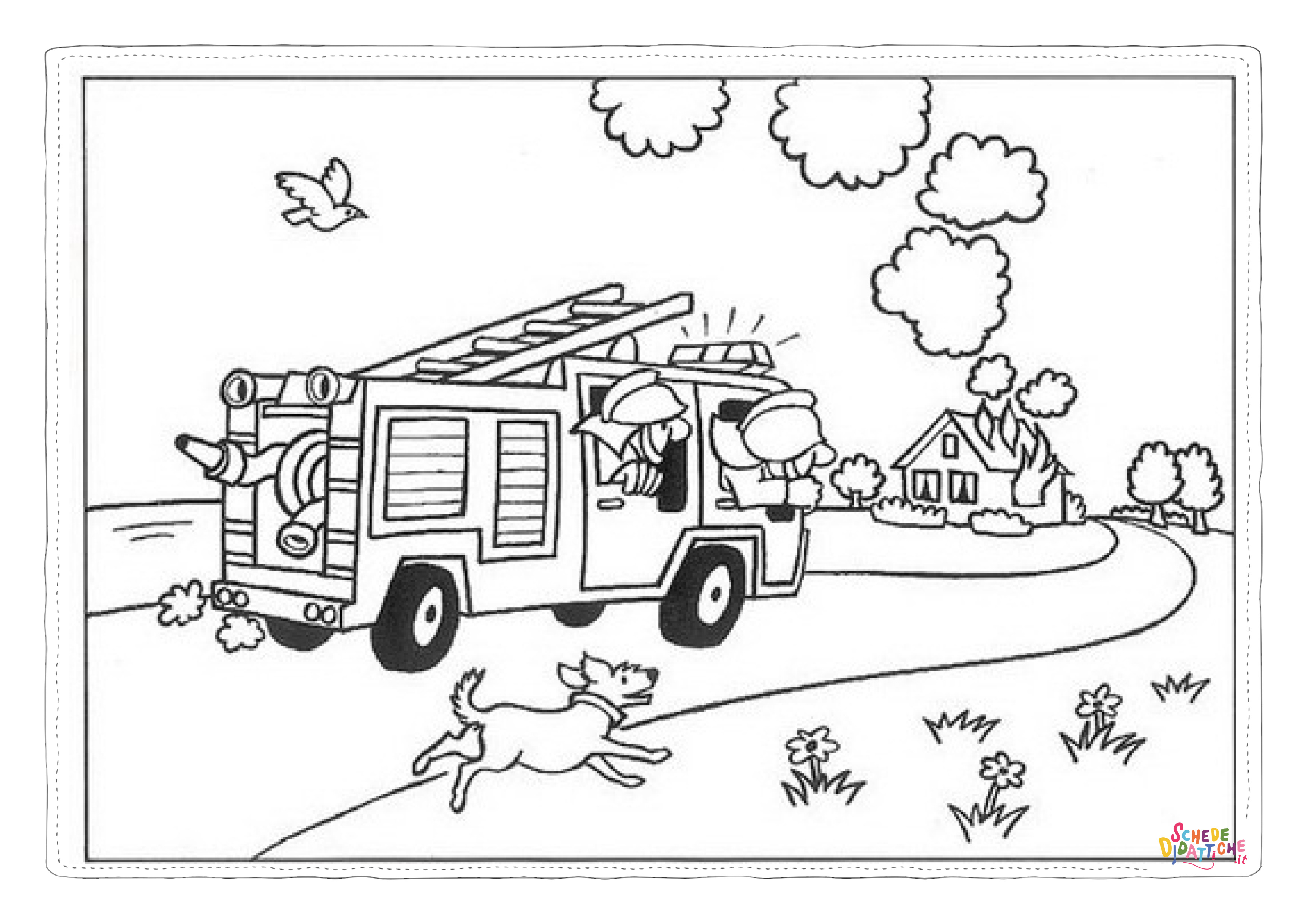 Disegno "Disegno di camion dei pompieri da stampare e colorare 9" Disegno di camion dei pompieri da stampare e colorare 9