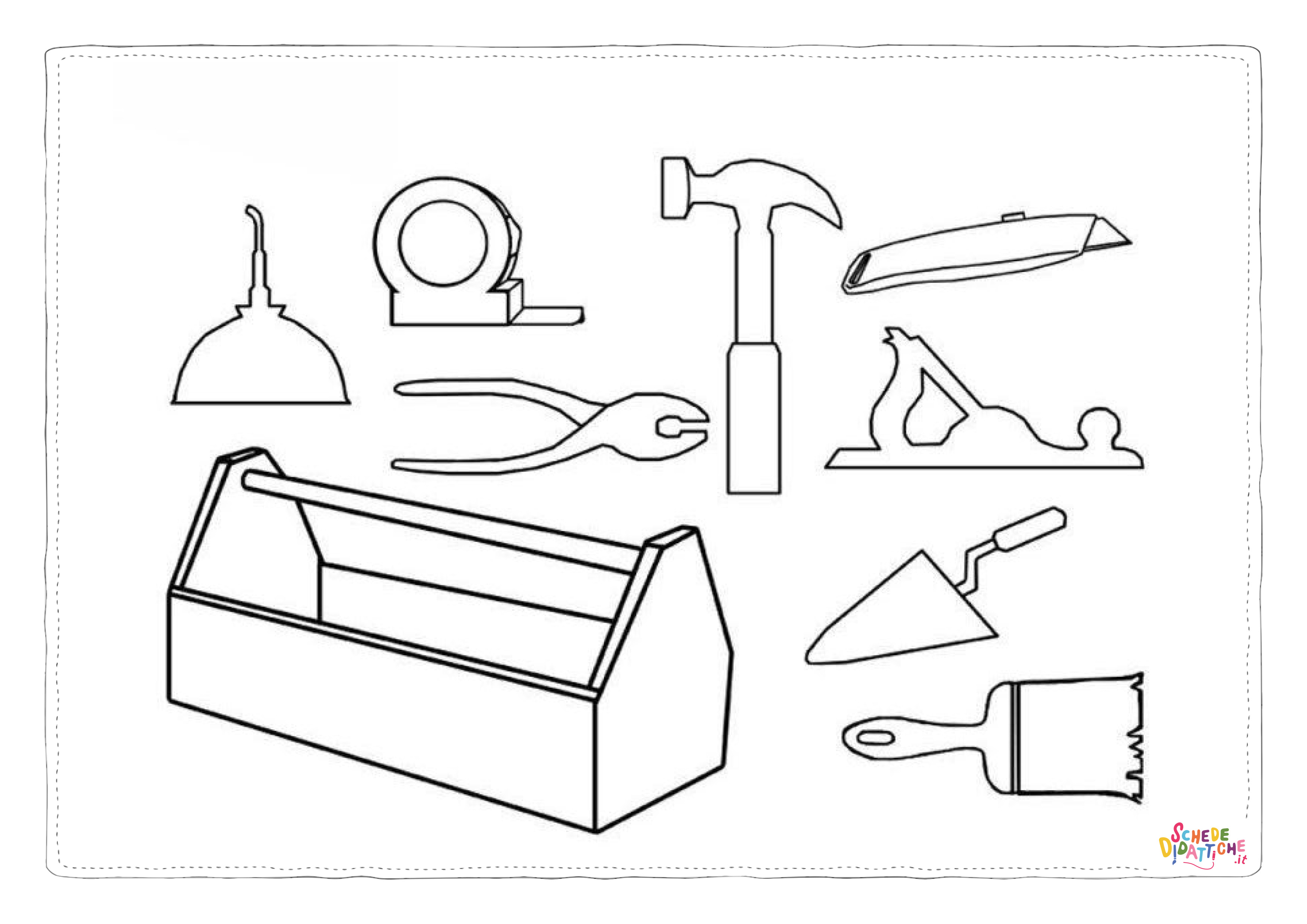 Disegno di utensile da lavoro da stampare e colorare 8