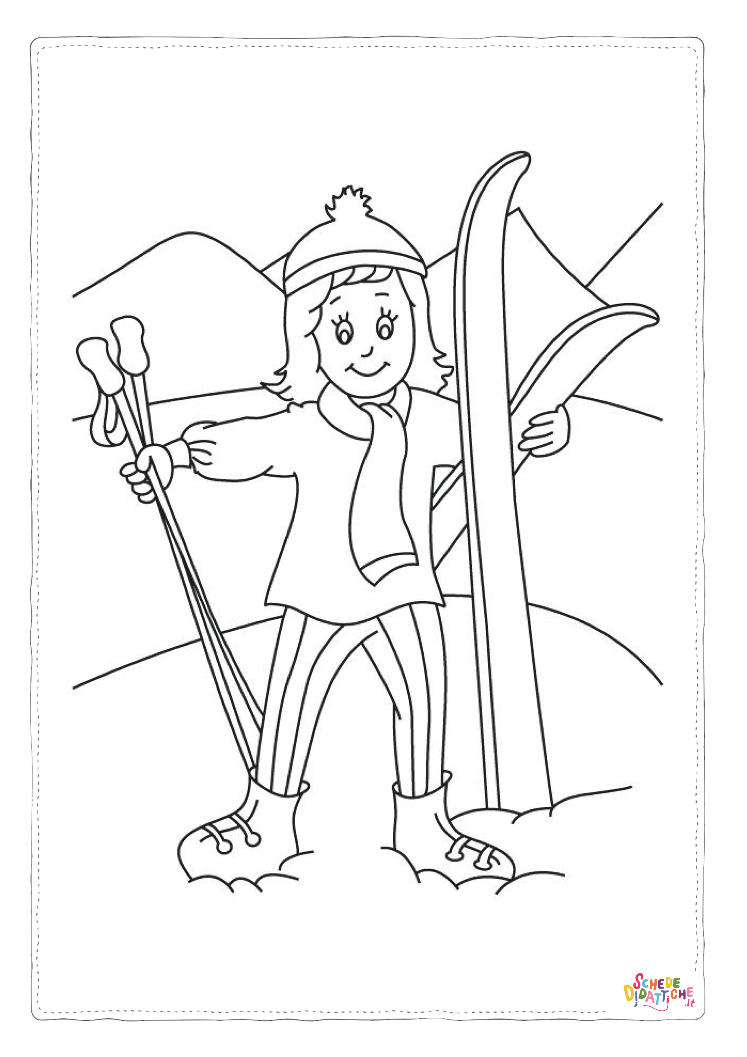 Disegno di sci da stampare e colorare 31