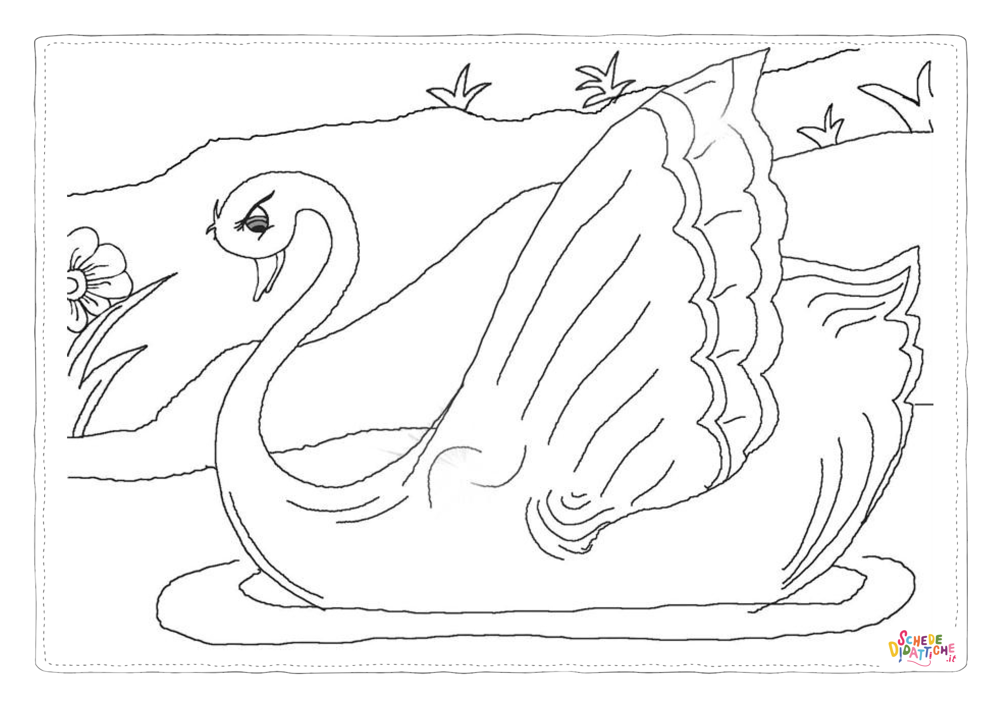 Disegno "Disegno di cigno da stampare e colorare 3" Disegno di cigno da stampare e colorare 3