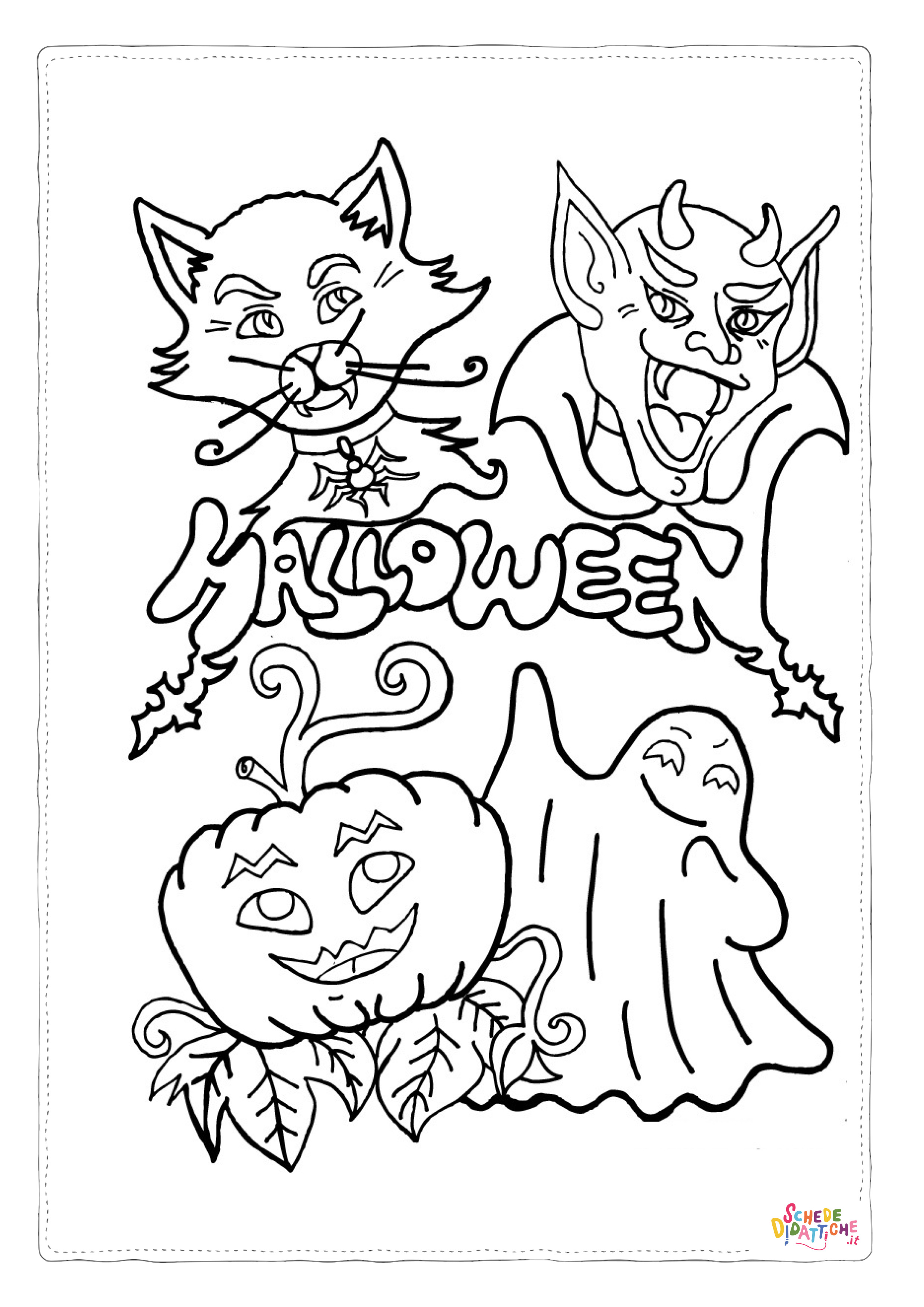 Disegno "Disegno di gatto di halloween da stampare e colorare 10" Disegno di gatto di halloween da stampare e colorare 10