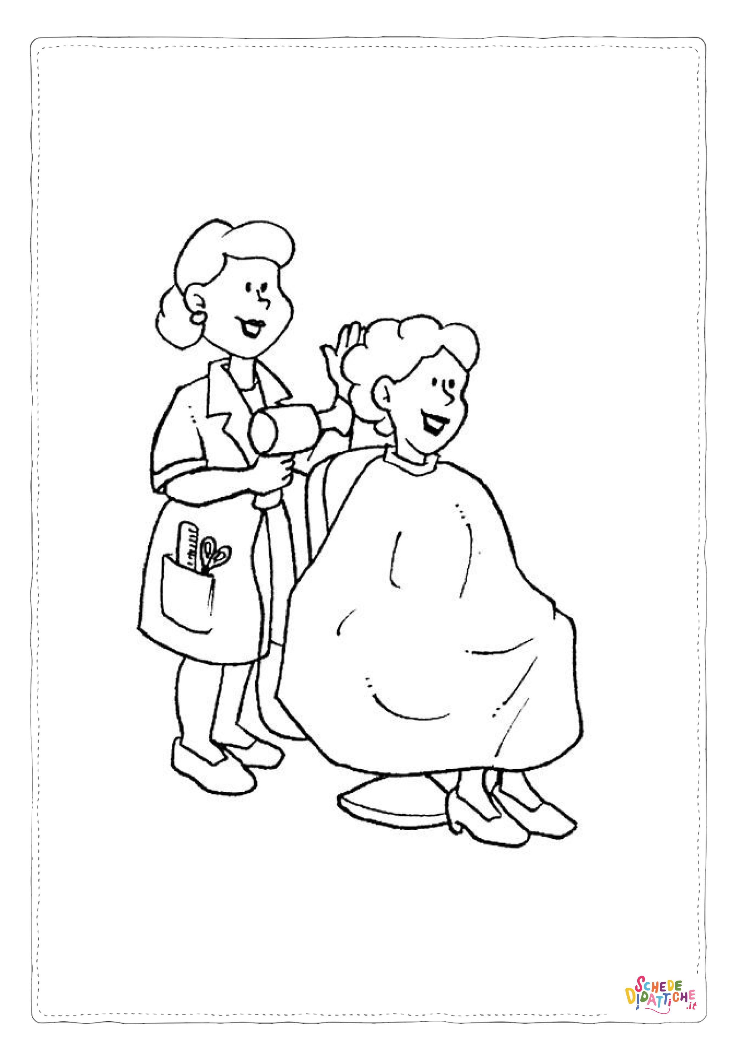 Disegno "Disegno di parrucchiere da stampare e colorare 1" Disegno di parrucchiere da stampare e colorare 1