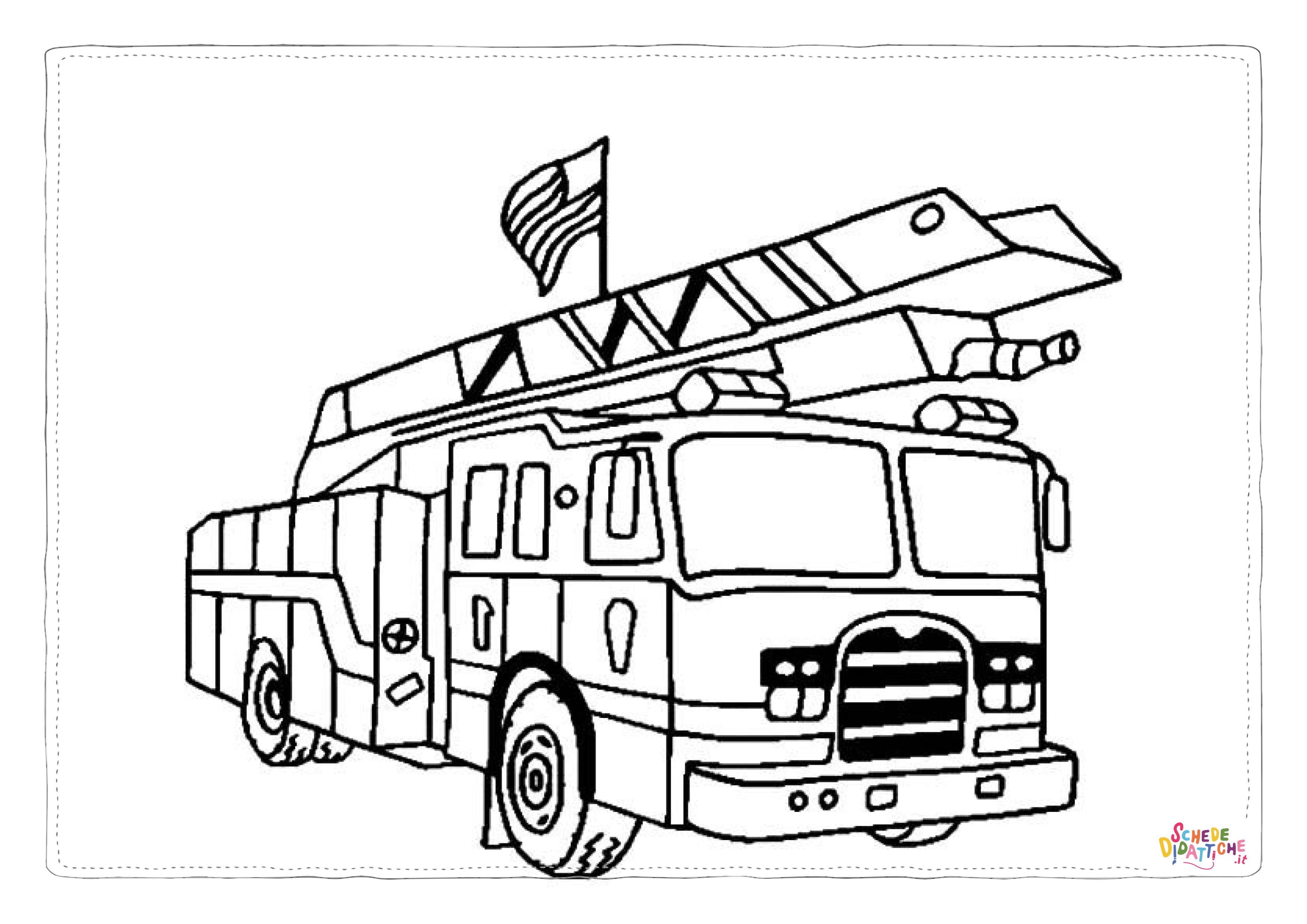 Disegno di camion dei pompieri da stampare e colorare 27