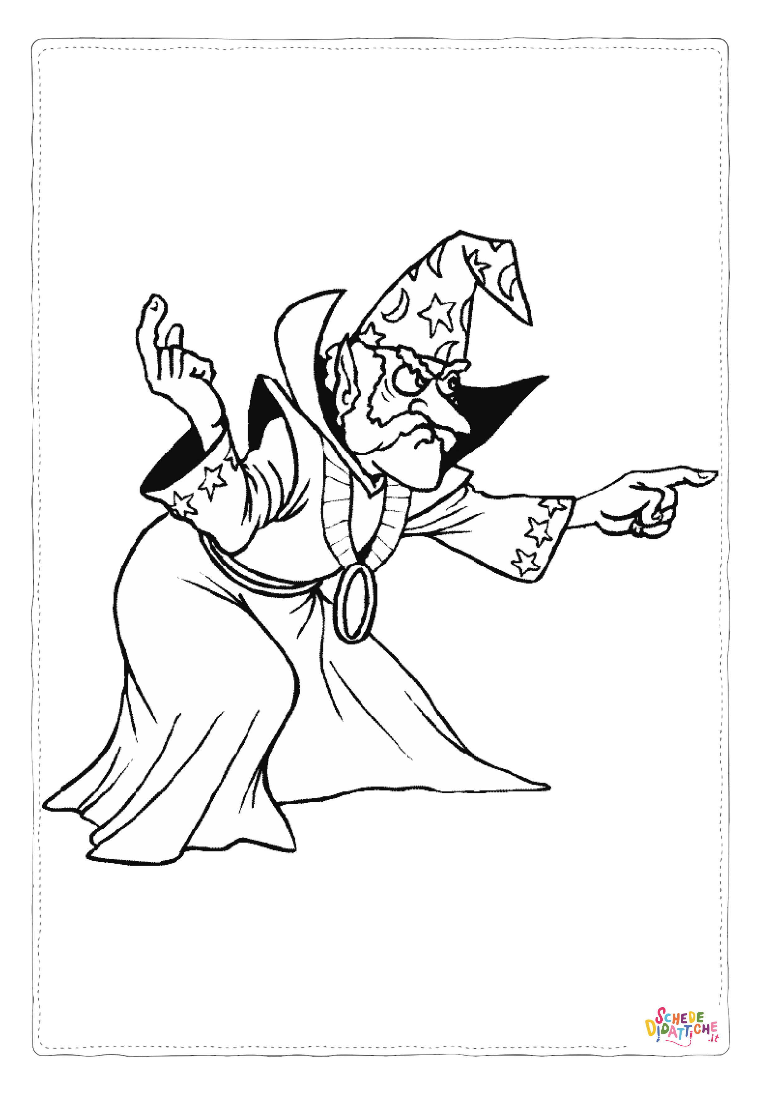 Disegno "Disegno di mago da stampare e colorare" Disegno di mago da stampare e colorare