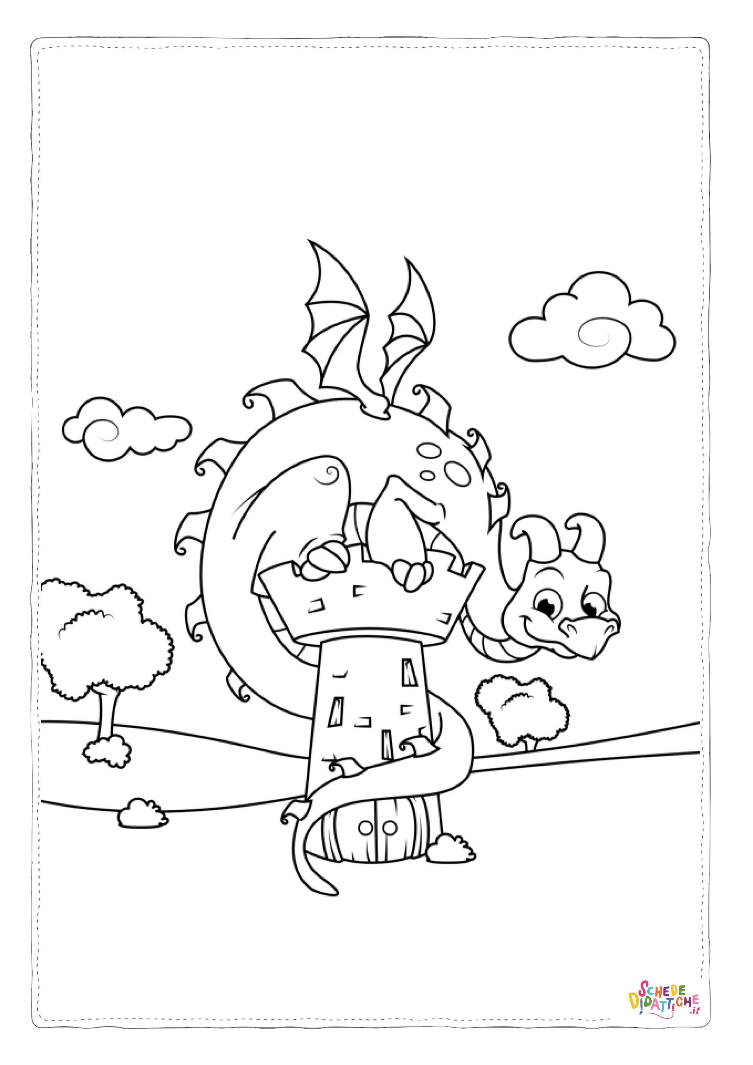 Disegno "Disegno di dragone da stampare e colorare 139" Disegno di dragone da stampare e colorare 139