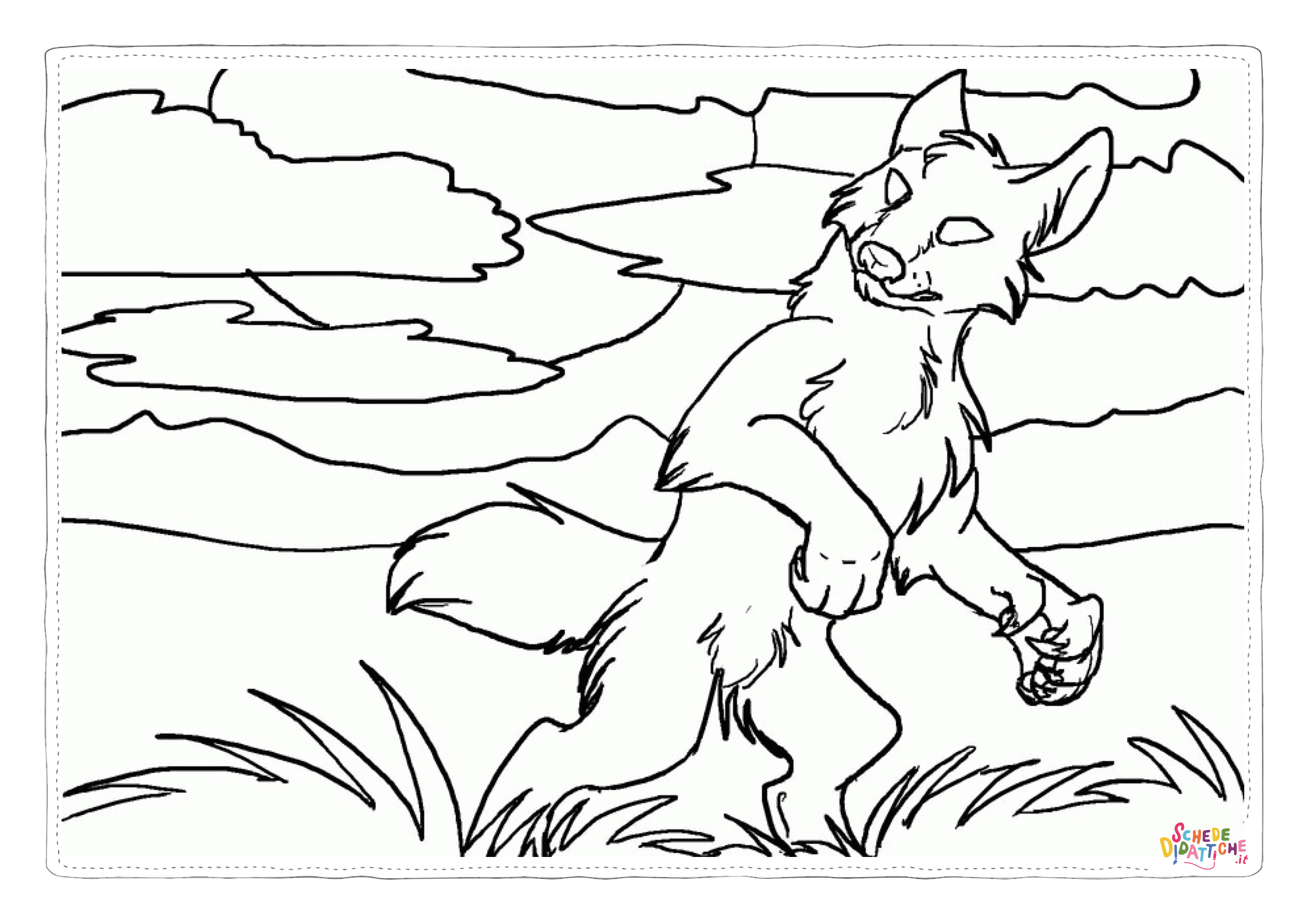 Disegno di lupo da stampare e colorare 5