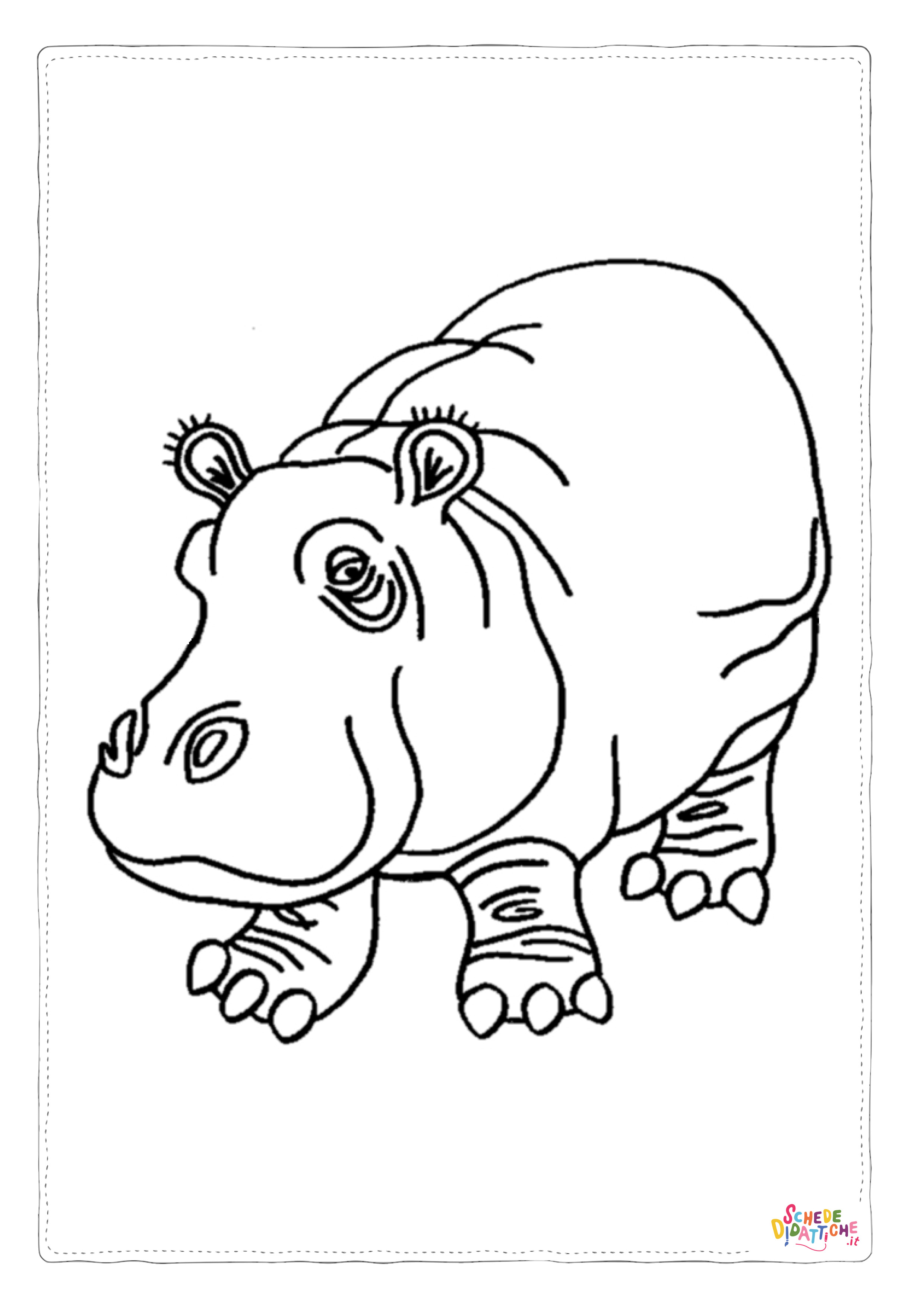 Disegno "Disegno di ippopotamo da stampare e colorare 7" Disegno di ippopotamo da stampare e colorare 7