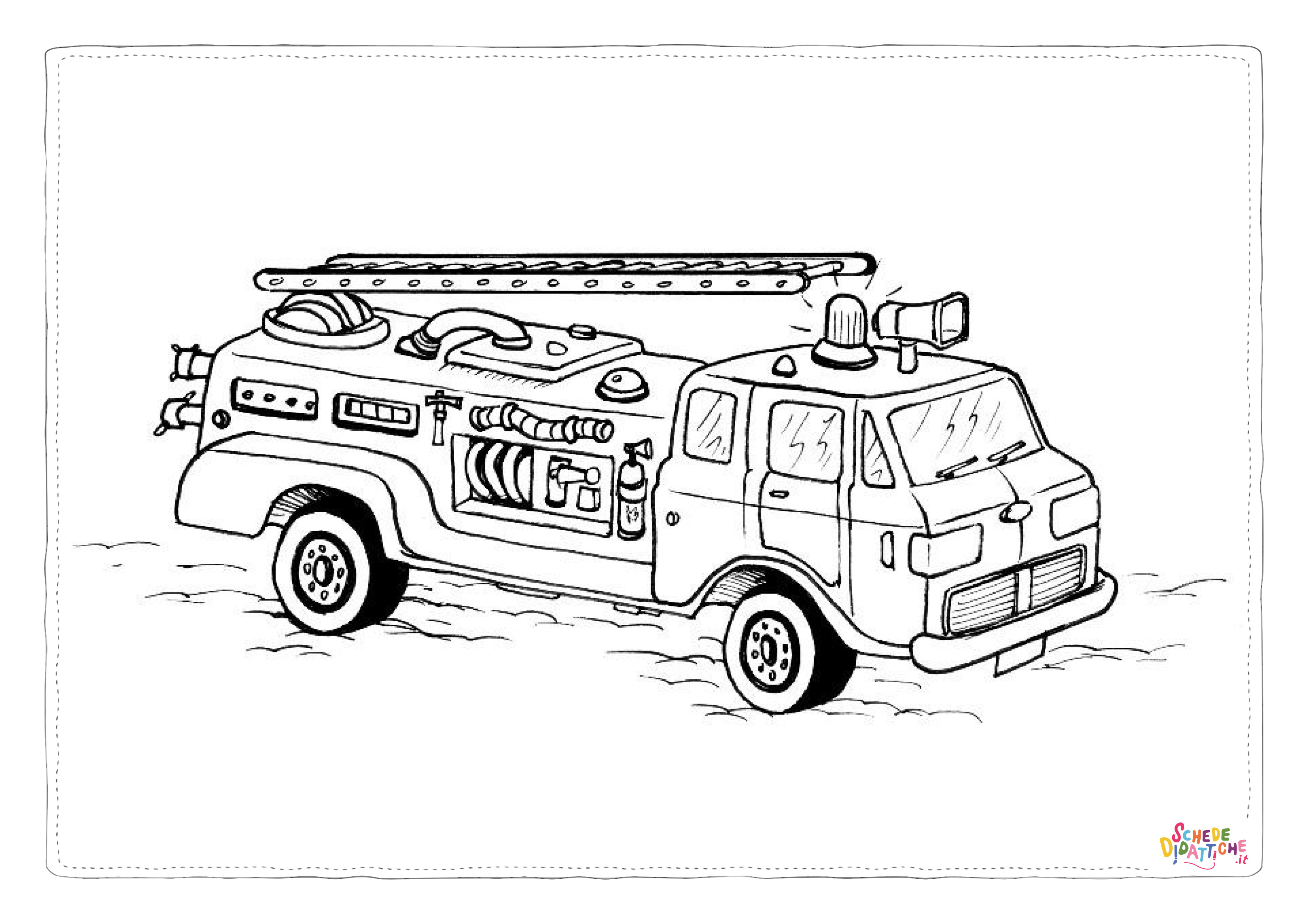 Disegno di camion dei pompieri da stampare e colorare 16