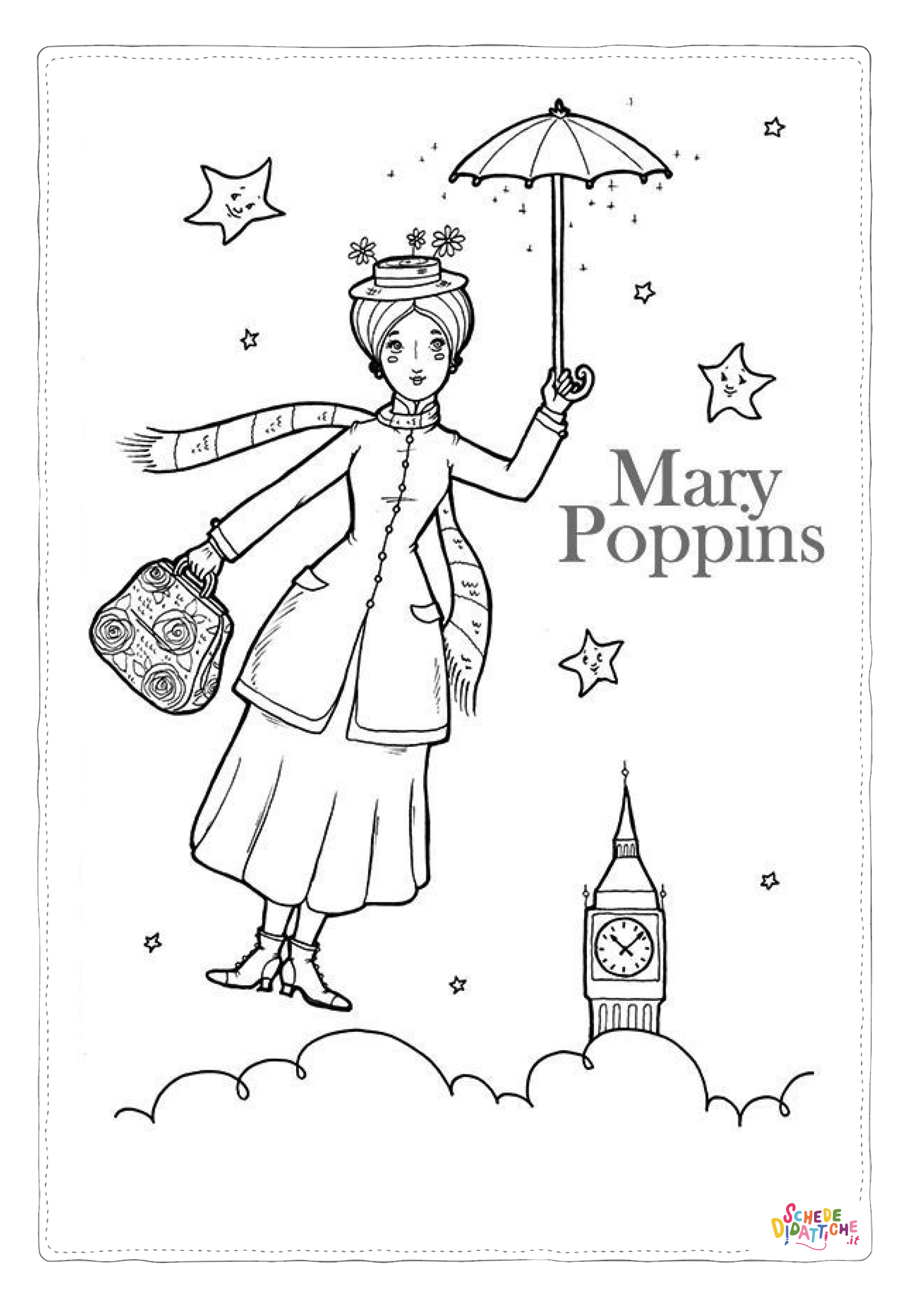 Disegno di Mary Poppins da stampare e colorare 34