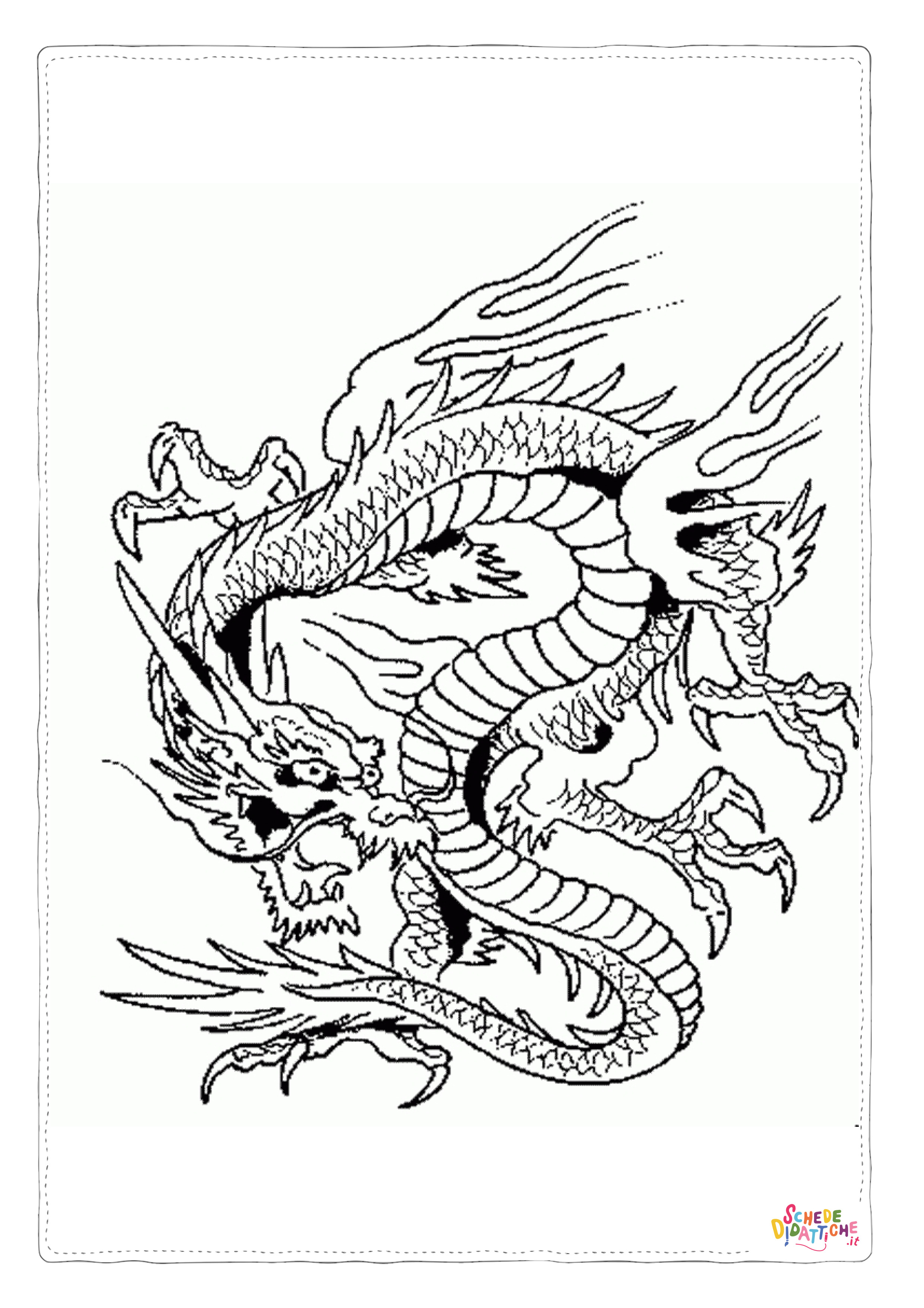 Disegno "Disegno di dragone da stampare e colorare 93" Disegno di dragone da stampare e colorare 93
