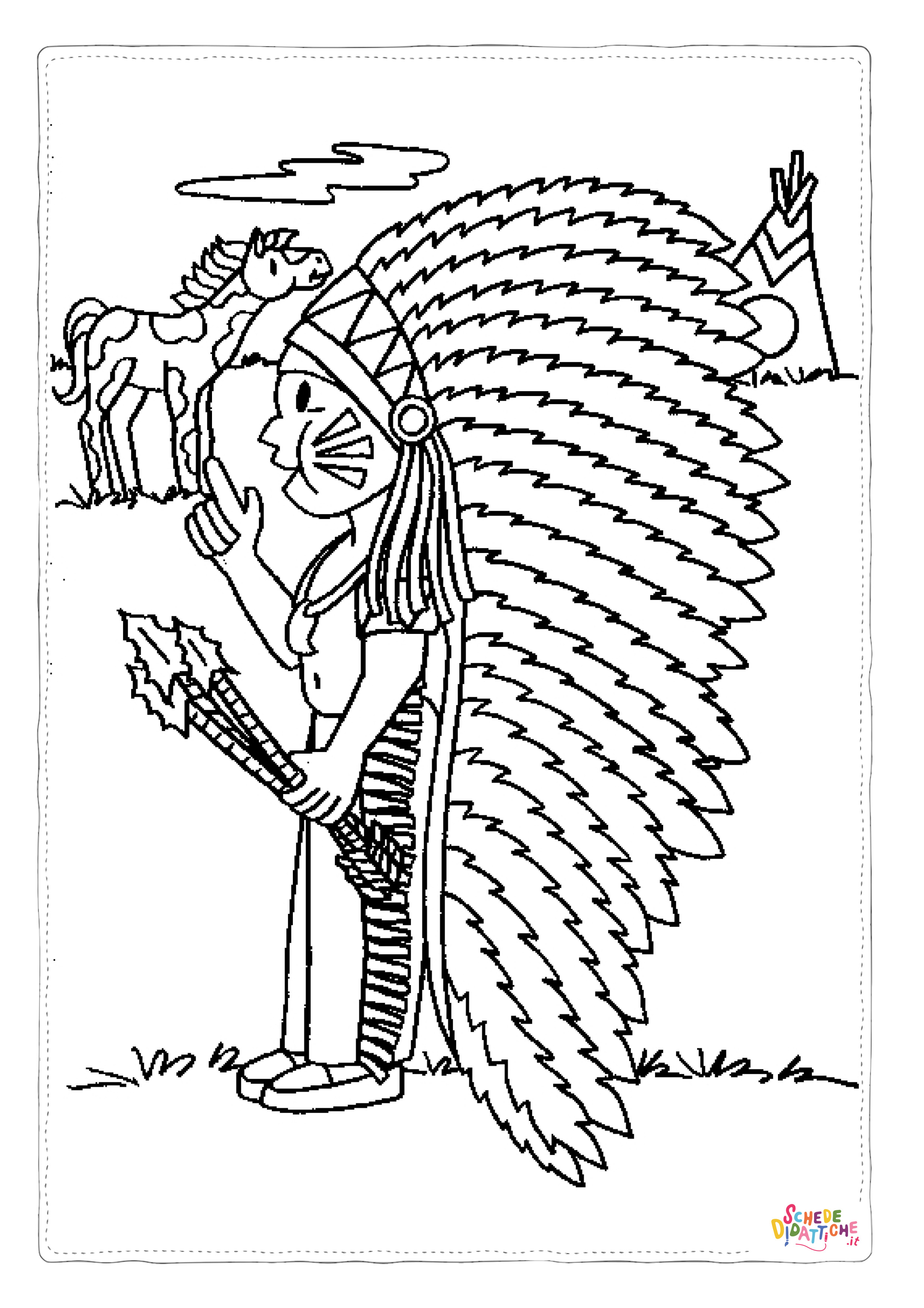 Disegno "Disegno di Indiani d'America da stampare e colorare 32" Disegno di Indiani d'America da stampare e colorare 32