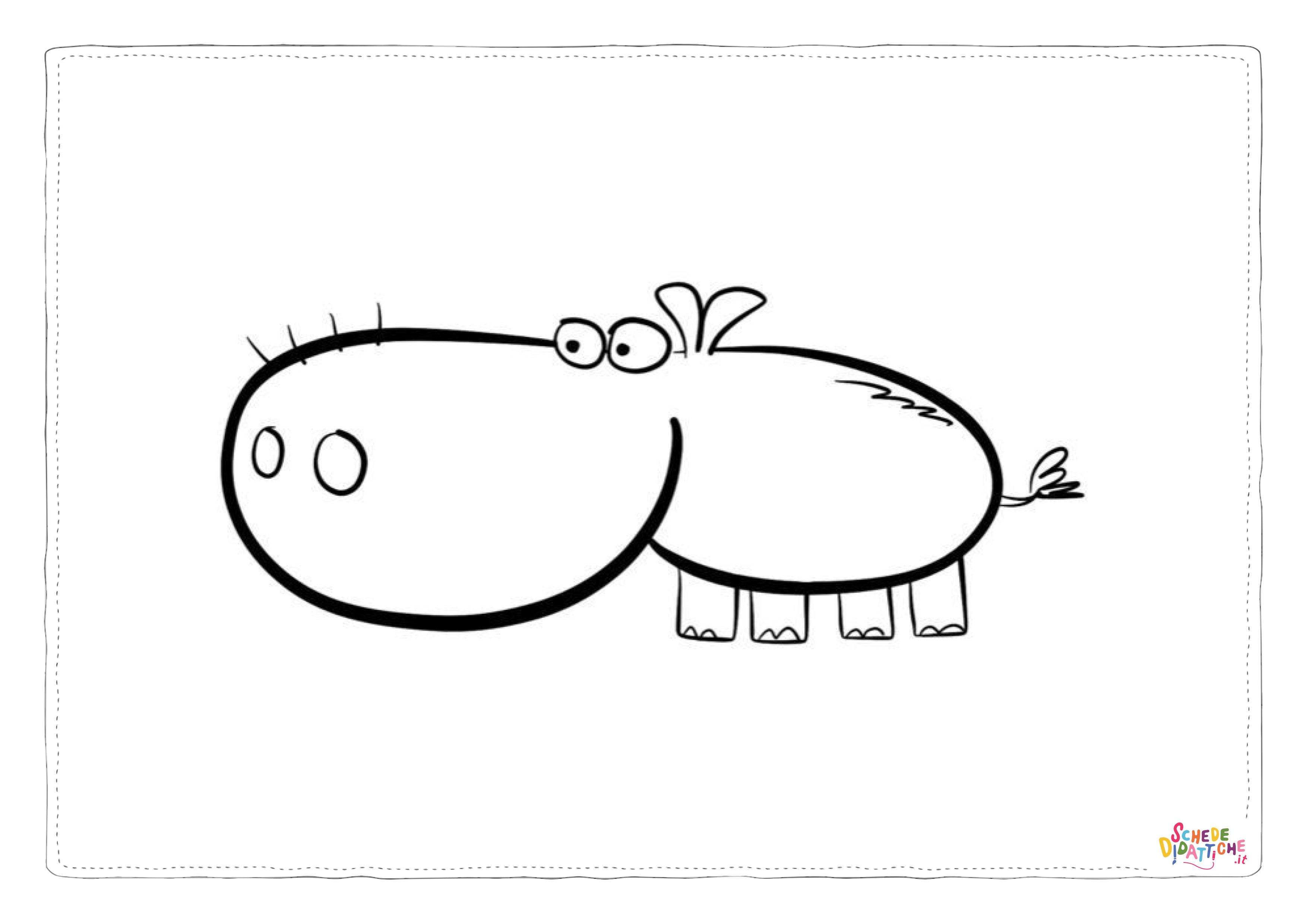 Disegno "Disegno di ippopotamo da stampare e colorare 49" Disegno di ippopotamo da stampare e colorare 49